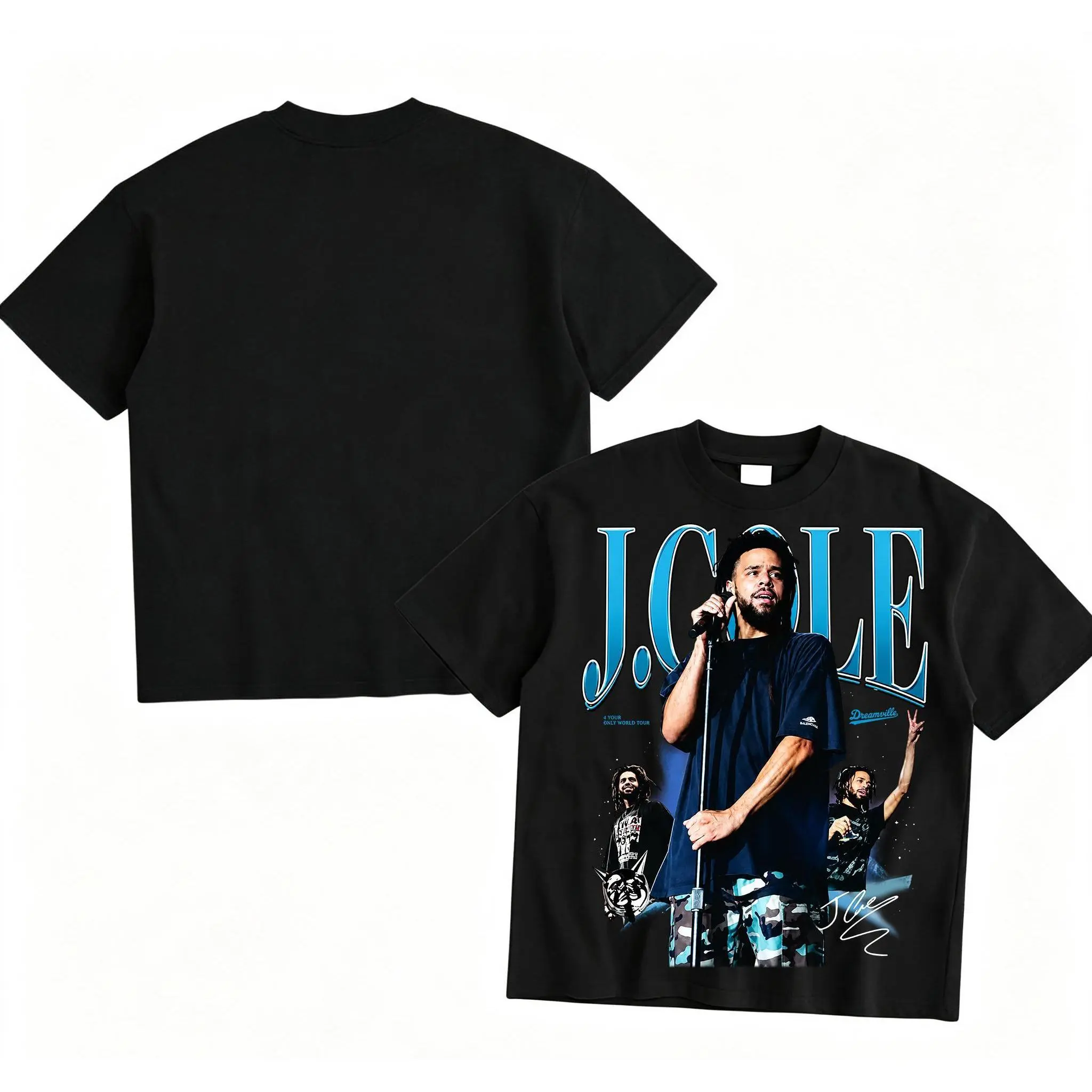 J.Cole Live Concert Vintage Rap Tee 100% Cotton Dreamville Graphic T-Shirt