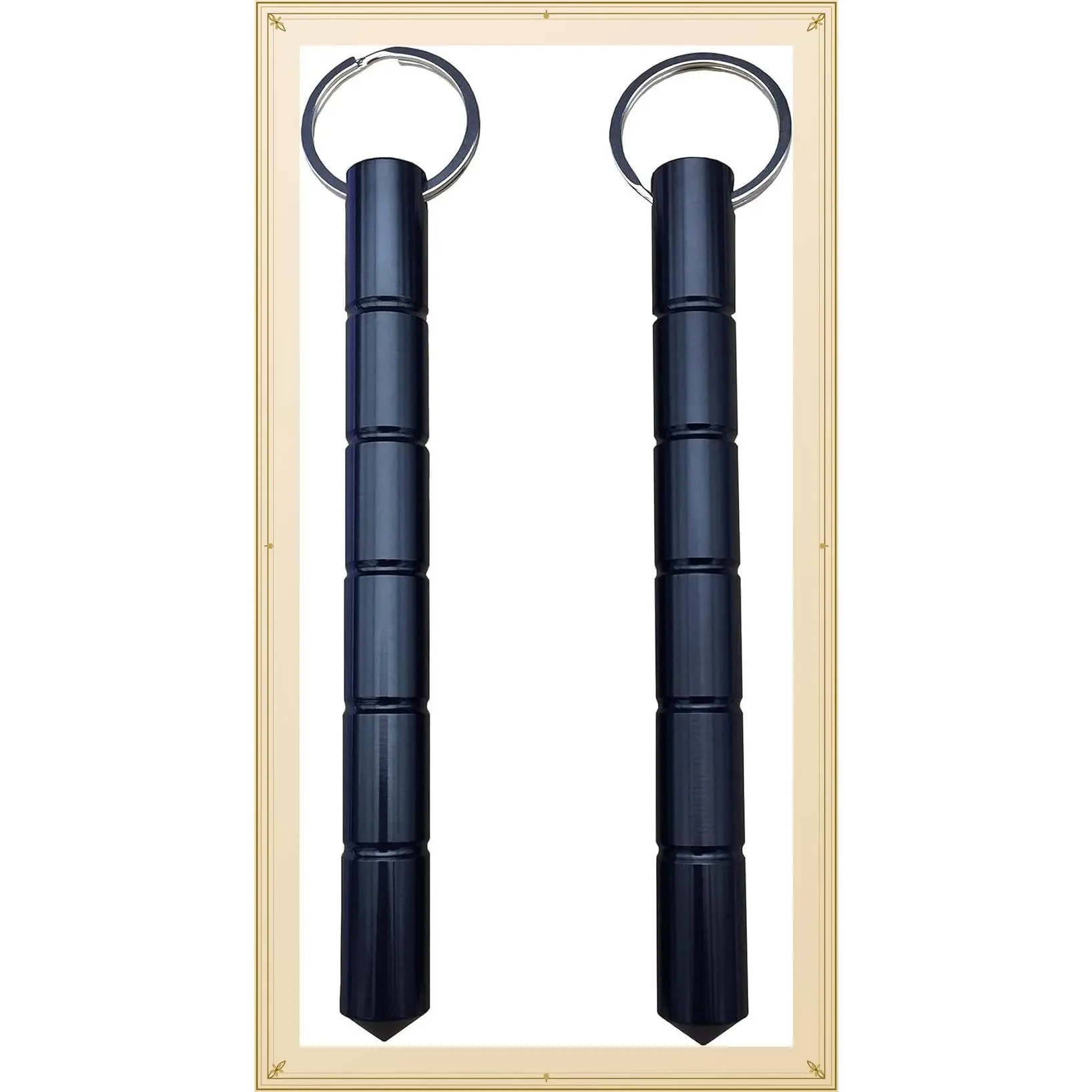Keyring aluminum Blunt Force in Black, Self Defense Weapon for Women Ladies Girls (Standard 2-Pack)Gift