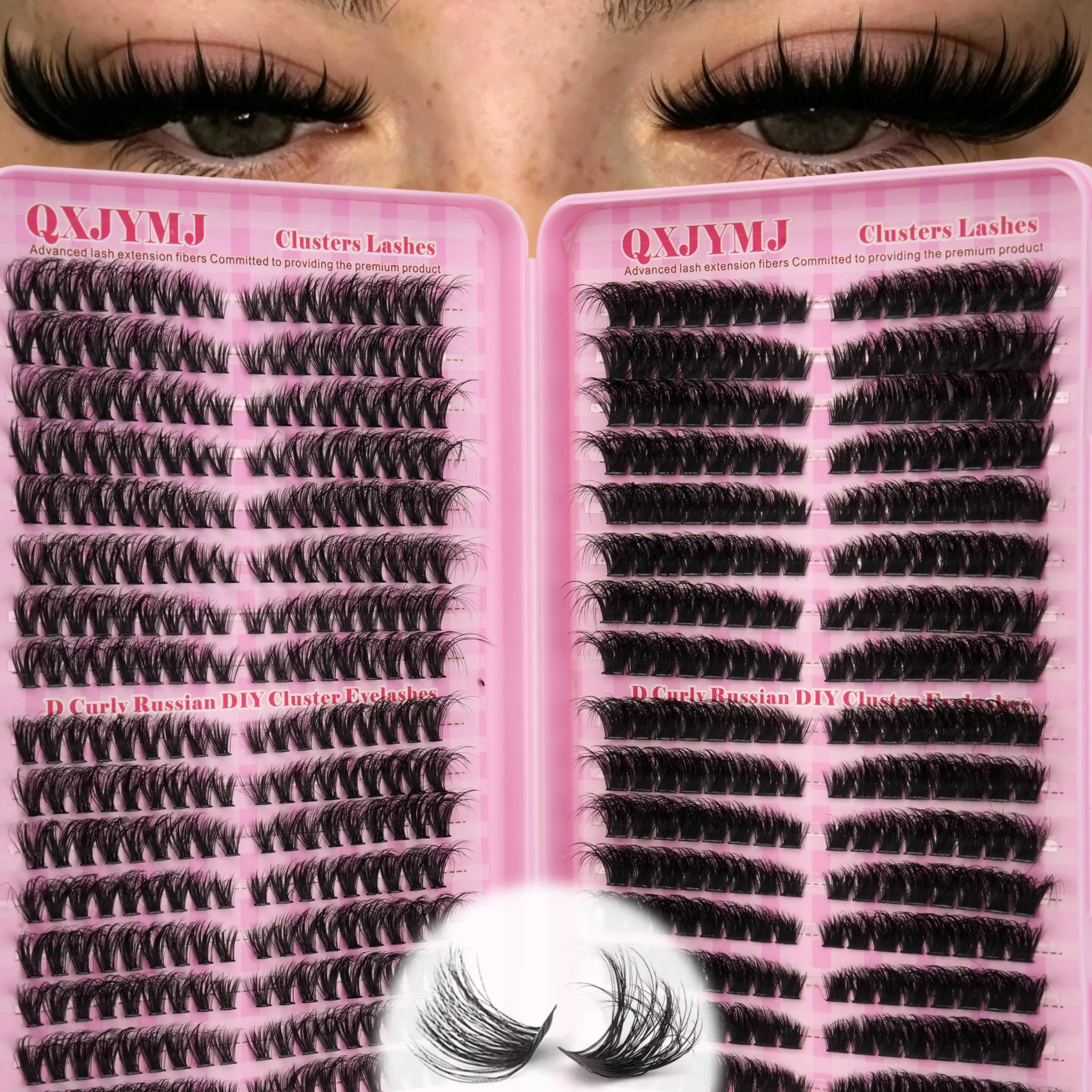 32 Row Russian D Curl Dense Eyelash Book, Cosmetic Eyelashes, Eyelash Extension, Eyelash Clusters, 60D/100D Shiny Full Interweaving, Deep Contour, Halloween Costume & Party Makeup