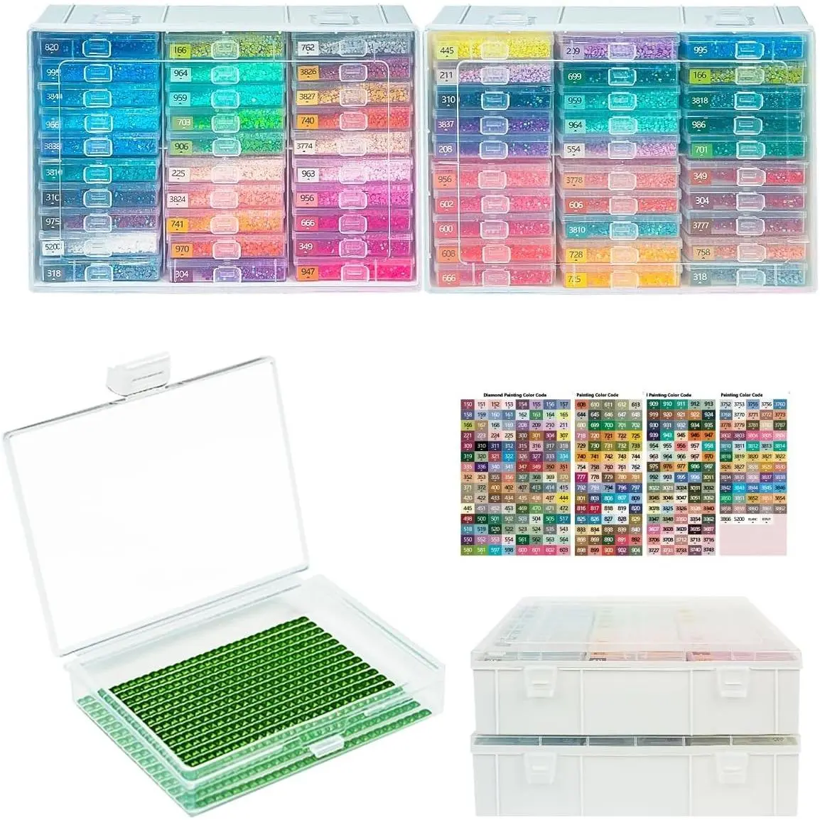 60PCS Diamond Art Trays with Lids, 2 Packs Diamond Painting Storage Trays, Diamond Painting Accessories for Diamond Beads Storage