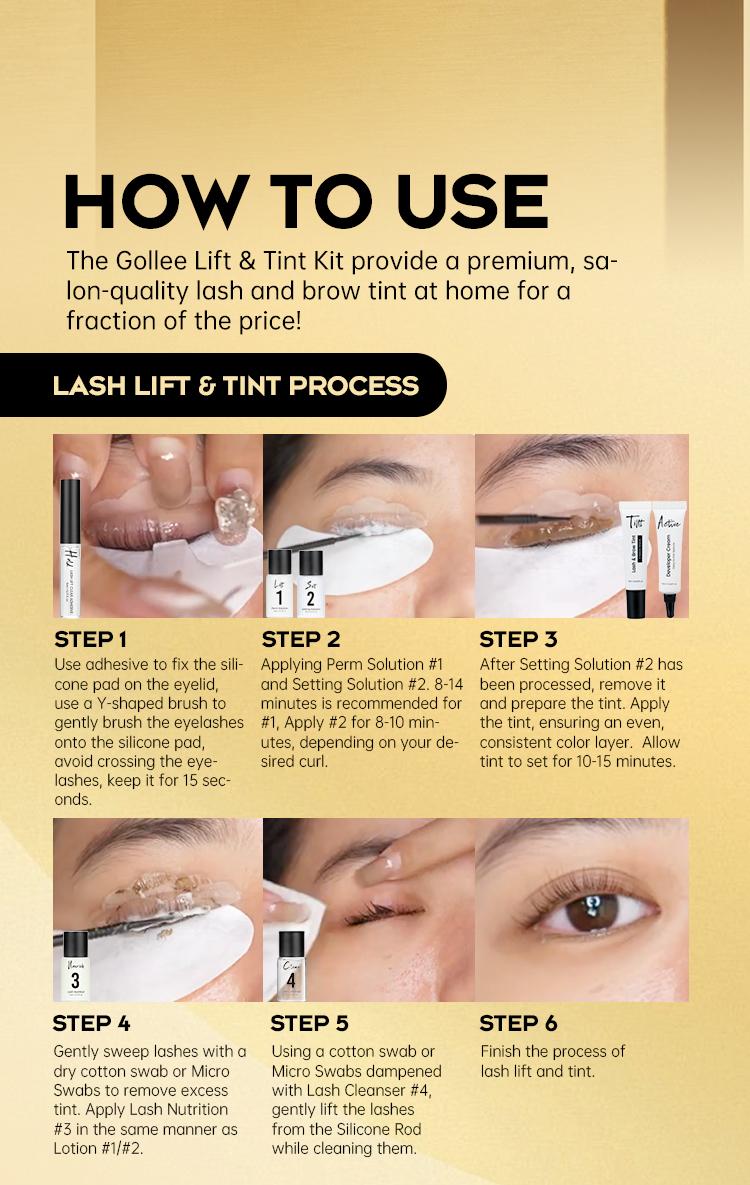 Lash Lift and Tint Kit Black, Brow Lamination Kit Black Eyelash Eyebrow Perm Kit With Detail Instruction &Tools Easy For Beginner at Home Semi-Permanent Cosmetic