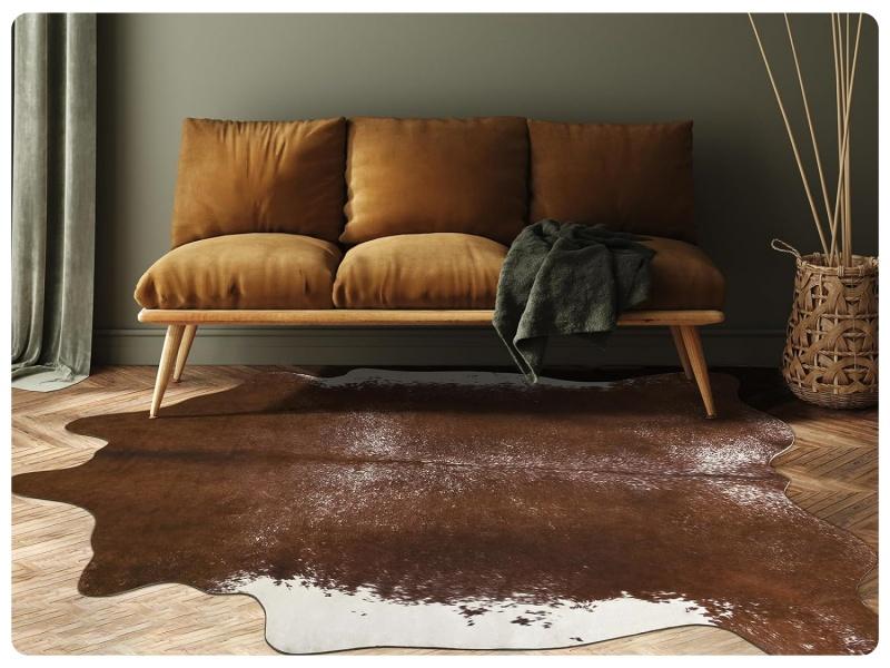 【Deals for You Days】Faux Cowhide Rug Cow Print Carpet Faux Fur Animal Hide Rug Large Area Rug Western Style Rug for Living Room Bedroom Durable Non Slip