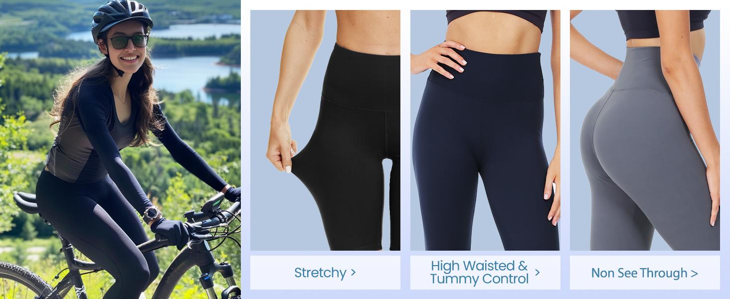 Outdoor&sports YOLIX Workout Leggings for Women - High Waisted Yoga Pants Tummy Control Compression for Running