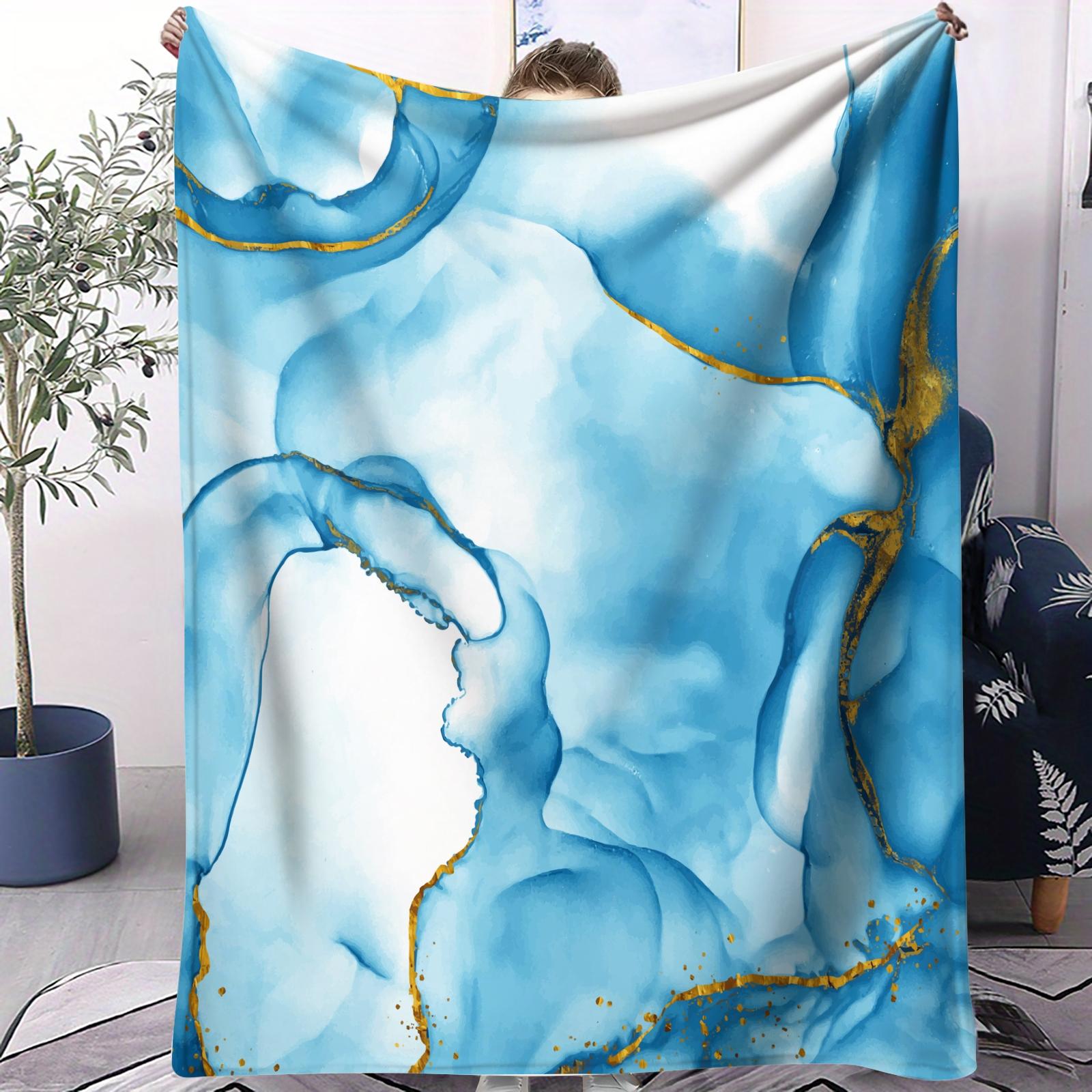 Modern Luxury Marble Print Flannel Blanket, Soft and Fluffy, Warm and Breathable, Ideal for Fluid Art Enthusiasts to Use at Home, in the Office or While Traveling, and an Excellent Gift for Family and Friends