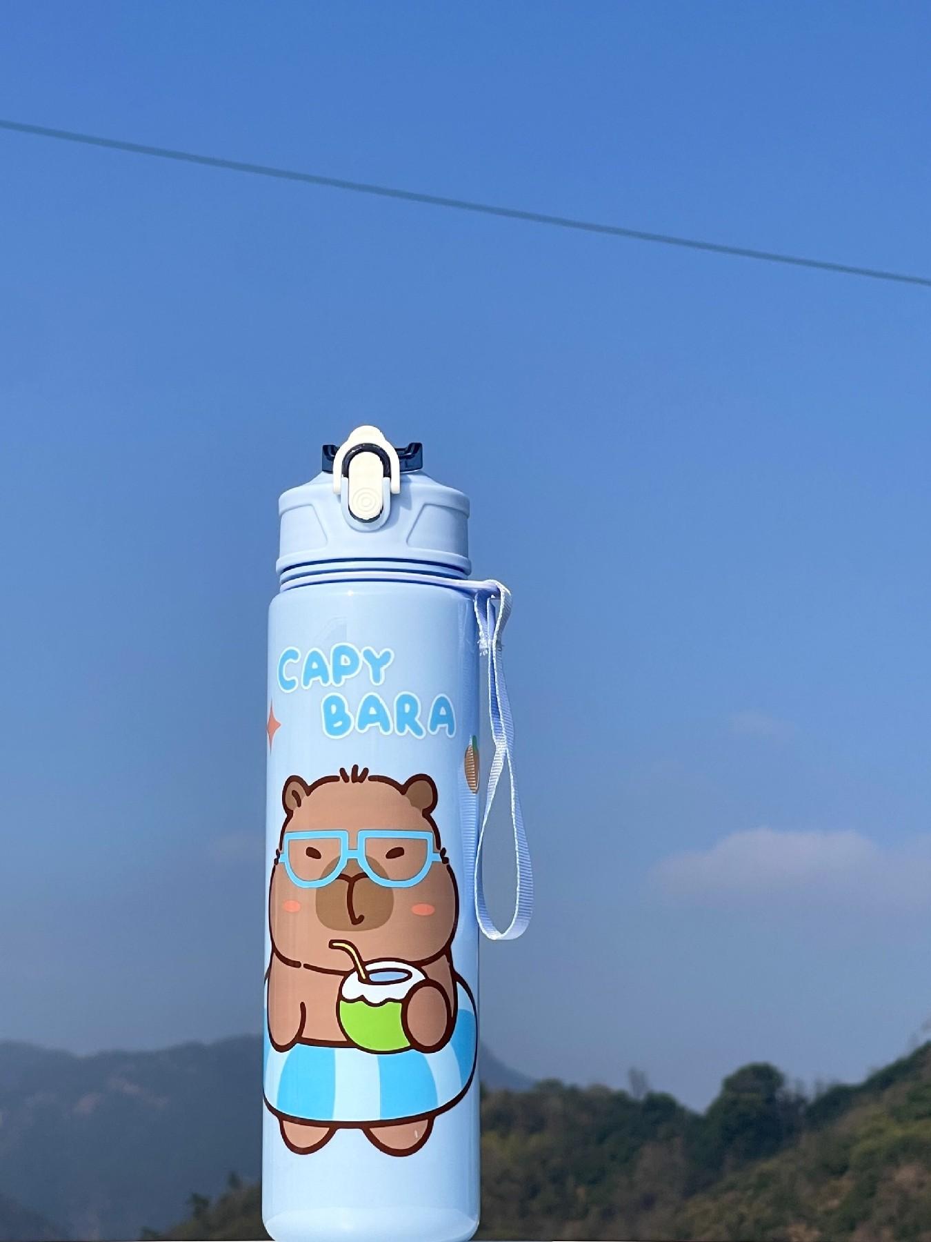 Cute Cartoon Pattern Capybara Thermos Cup, Portable Insulated Water Bottle, Fun Design for Daily Use, Perfect Gift Idea