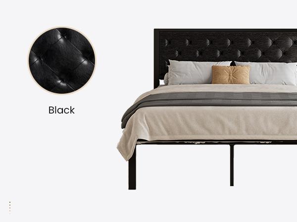 SHA CERLIN Metal Upholstered Platform Bed Frame with Headboard of Button Tufted Linen Fabric /Faux Leather,【Frame Only No Mattress】Twin/Full/Queen/King Size, Iron Slats Support, No Box Spring Needed Summervibes Father's day Gift SHA CERLIN Metal Upholstered Platform Bed Frame with Headboard of Button Tufted Linen Fabric /Faux Leather,【Frame Only No Mattress】Twin/Full/Queen/King Size, Iron Slats Support, No Box Spring Needed Summervibes Father's day Gift