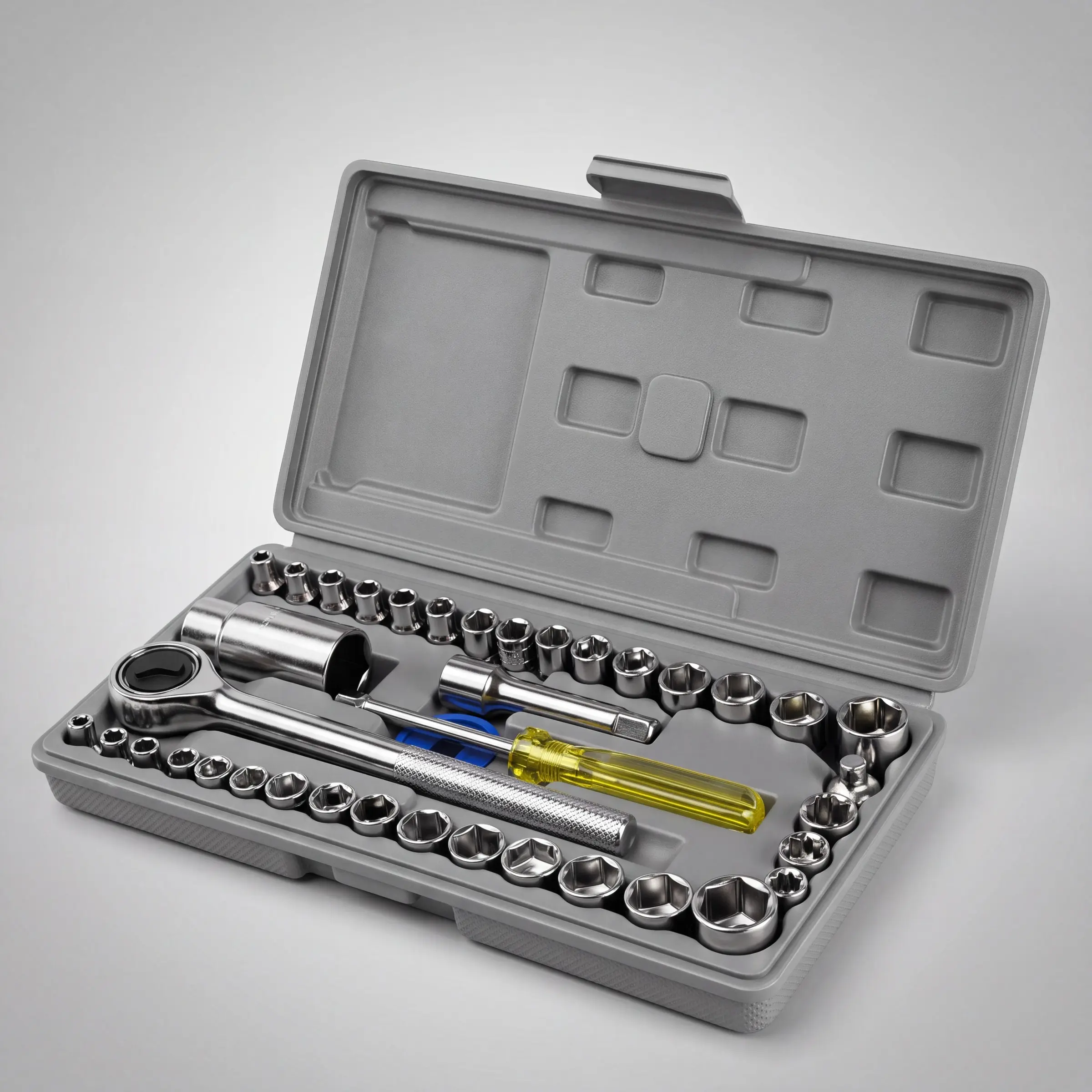 40 Piece Chrome Vanadium Ratchet Socket Wrench Set, Includes Tool Box, 72 Teeth Ratchet, Ergonomic Design, Ideal for Car Motorcycle Repair, Socket Wrench Kit
