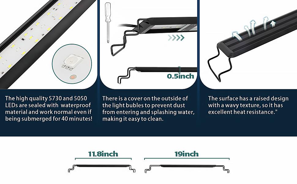 hygger Full Spectrum Aquarium LED Light with 10 Levels of Brightness, White Blue Red Green LEDs,6H8H12H Timer,RGB Light for Freshwater Fish Tank, Aquatic Plants Tropical Ornamental Fish