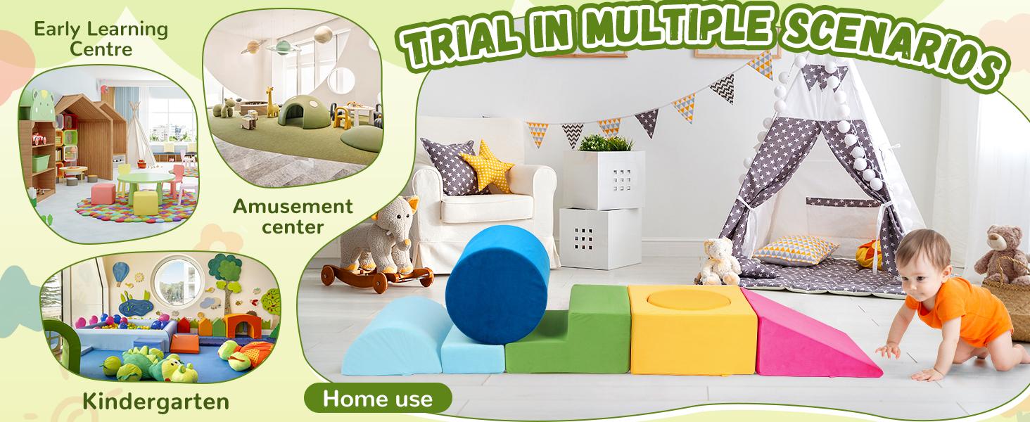 NLDD Toddler Climbing Toys Indoor, 7-Piece Colourful Foam Climbing Blocks, Soft Play Climbing for Toddlers, Modular Crawling & Sliding Play Set for Toddlers