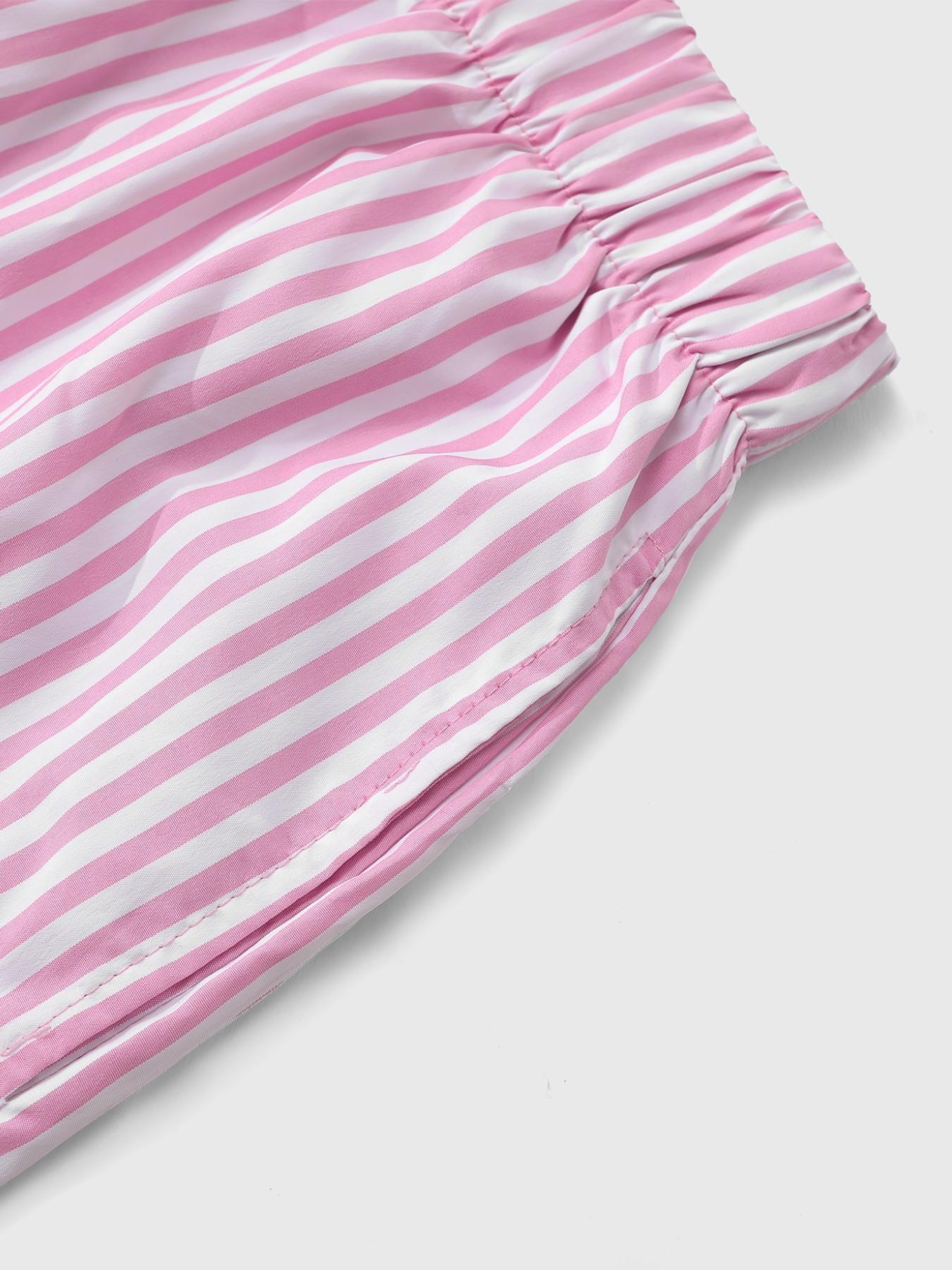 Women's Cherry Print Short Sleeve Set, Summer Beach Casual, Cherry Bomb Letter Print T-Shirt + Striped Shorts