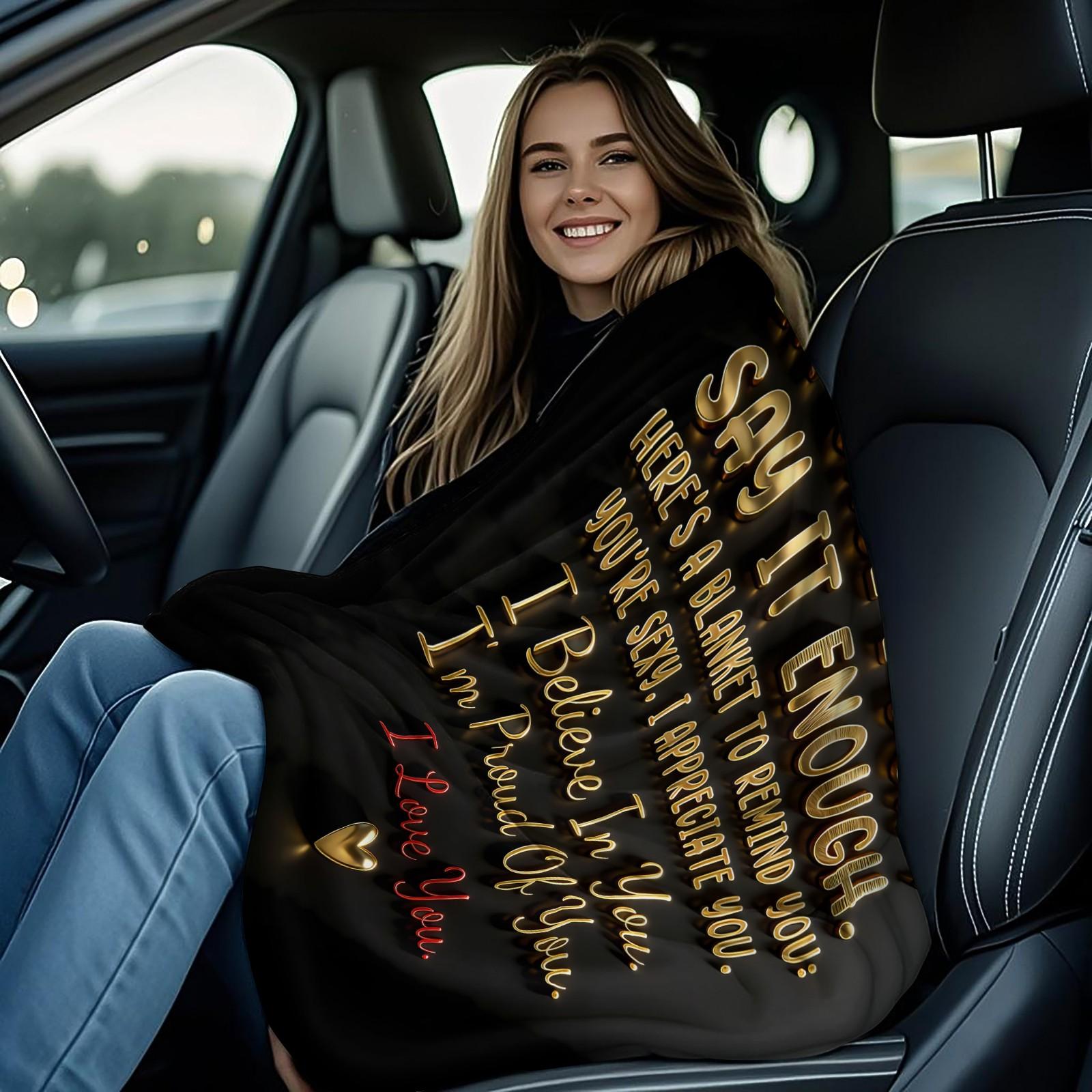 Romantic Confession Pattern Slogan Print Blanket, Daily Holiday Birthday Gift For Kids And Adults, Soft, Warm And Lightweight Plush Blanket, Suitable For Bed, Sofa, Car, Room Decoration