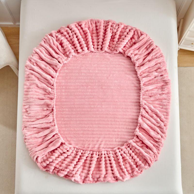 3.3 Inch Elastic Bed Sheet Set, Deep Pocket Design Fitted Sheets, Polyester Fiber, No Print Style, Thick Velvet Fabric, 11.81 Inches Tall