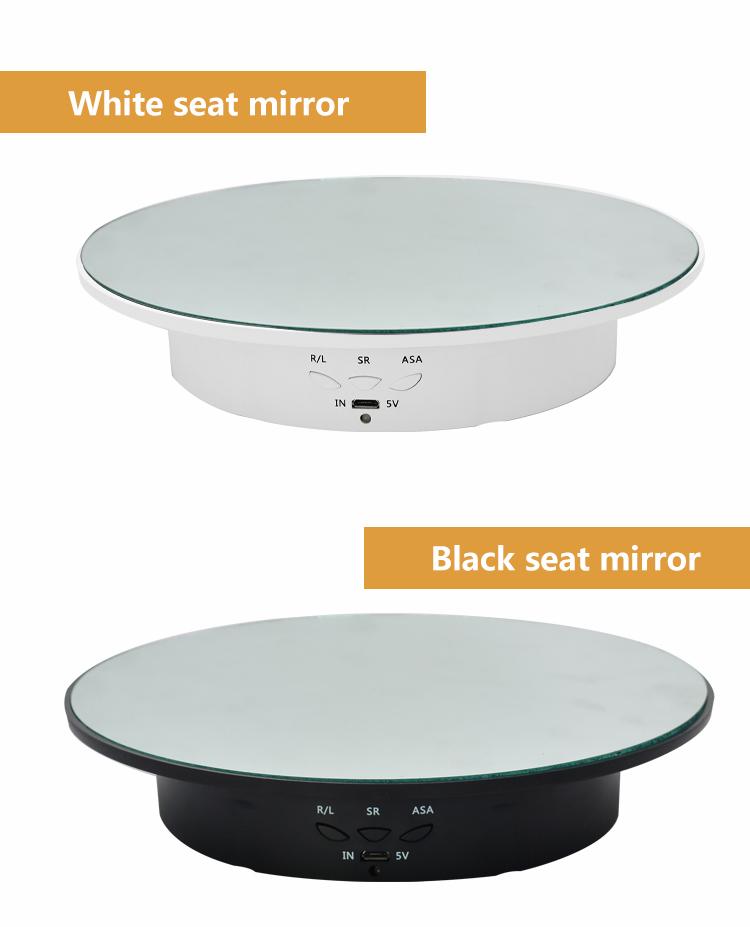 360 Degree Electric Rotating Turntable Low Noise Adjustable Smooth Rotation Non-Slip Display Stand for Photographic Products (White, 7.8 inches/Load 17 LB/with Mirror Glass) Camera Bear Plug