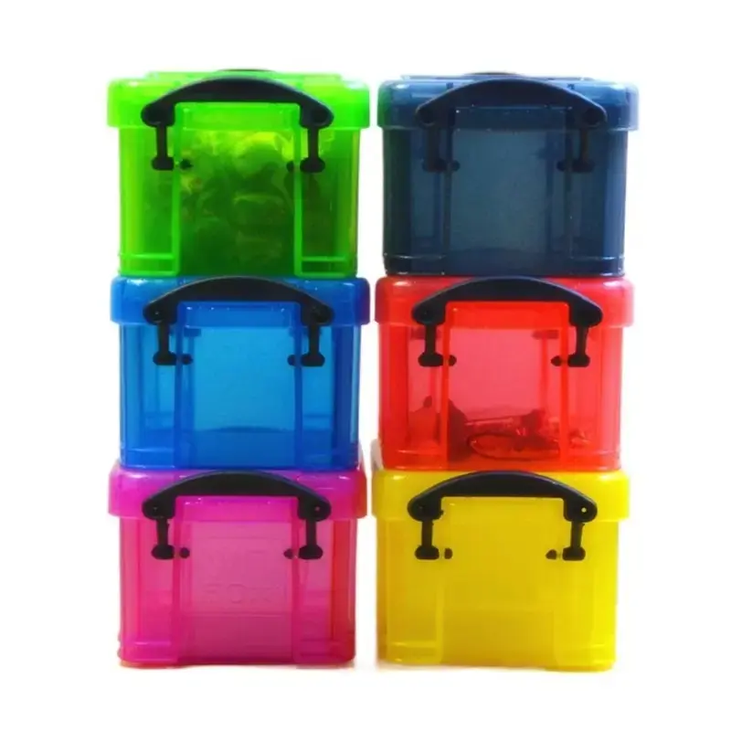 Multi-functional Mini Buckle Storage Box Transparent Candy Color Mini Storage Container Minimalism Plastic Desktop Organizer Box