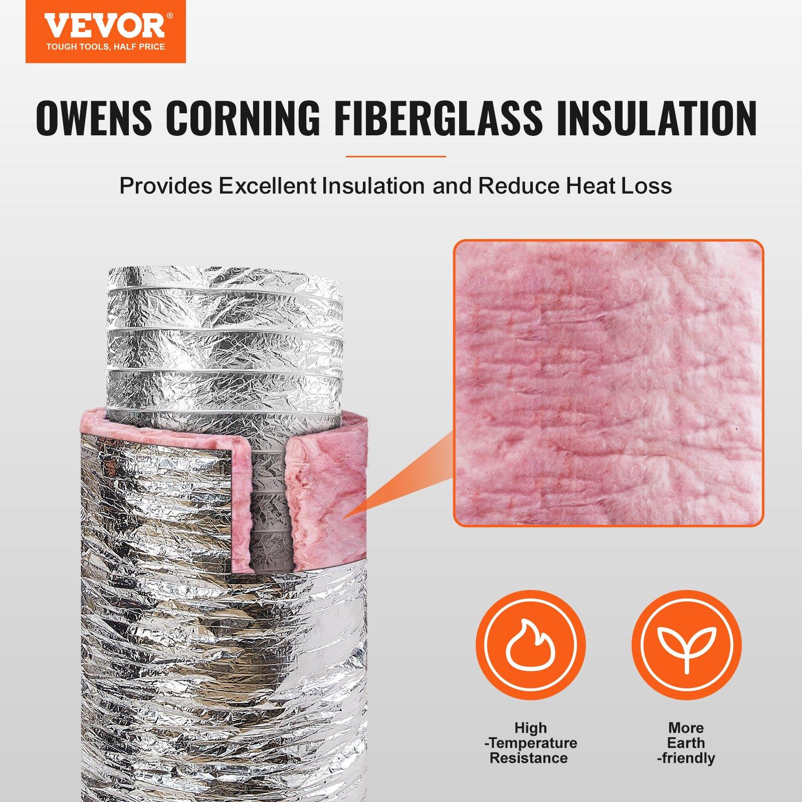 fathersdaygift  VEVOR Dryer Vent Hose, 5'' Insulated Flexible Duct 25FT Long with 2 Duct Clamps, Heavy-Duty Three Layer Protection for HVAC Heating Cooling Ventilation and Exhaust, R-6.0 Flame Resistance Value