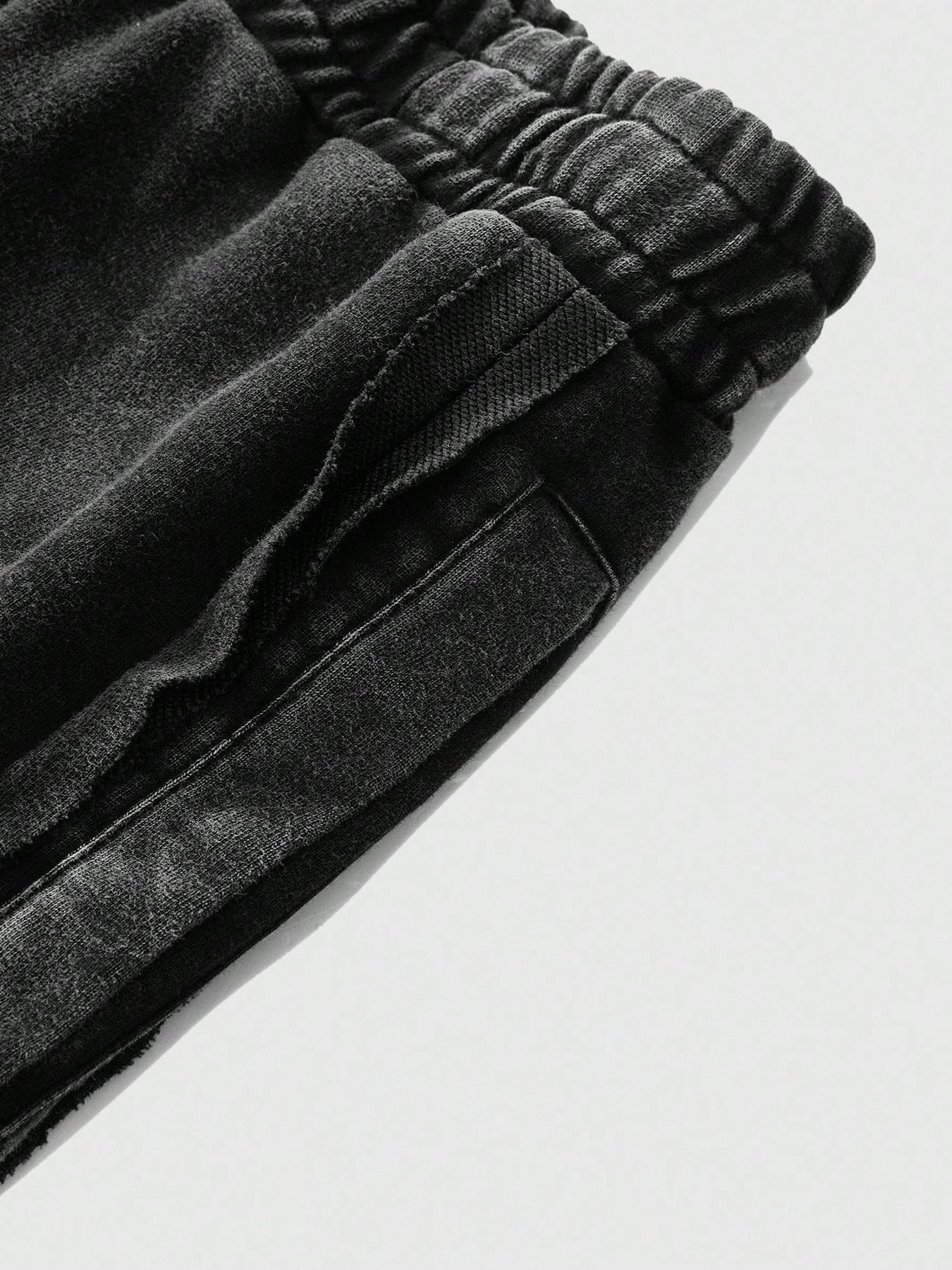 Men's Washed Cotton Straight Leg Long Pants, Cross Print, Casual Fashion, Comfortable Fit, Perfect for Daily Wear, Casual Lounge Pant