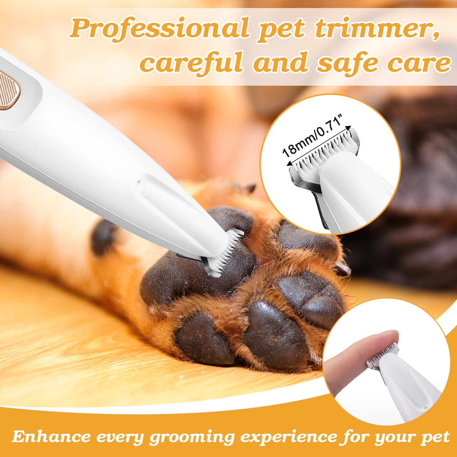 Dog Paw Trimmer with LED Light, Upgraded Paw Trimmer for Dogs, Electric Dog Clippers for Groomming with Led Display, Waterproof Low Noise Pet Hair Shaver for Dogs Cats