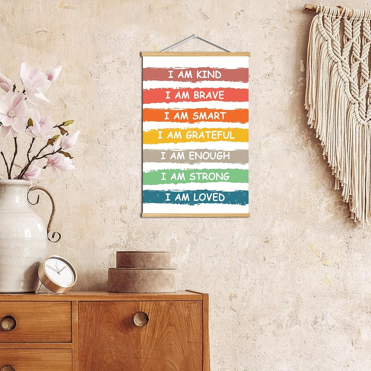 1pc Rainbow Affirmations Wall Art Print, Boho Classroom&Playroom Wall Decor, Decoration Items, Inspirational Quotes, Canvas Art With Frames