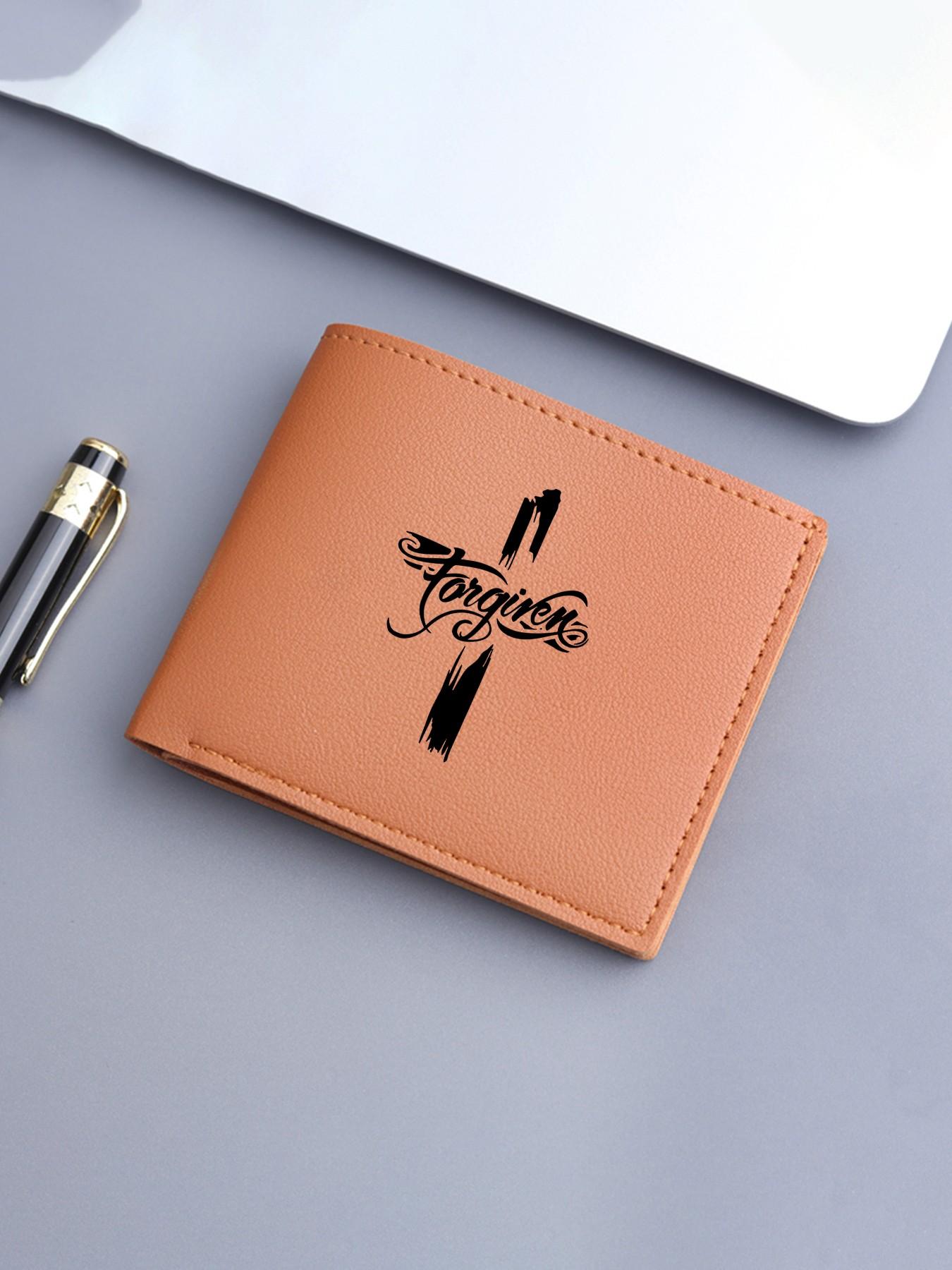 Elegant Cross Print Wallet, Neutral Classic Foldable Card Holder, Durable Faithful Wallet for All Ages, Ideal for Daily Use & Gifts