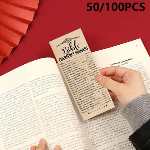 50/100 Bible Emergency Number Bookmarks, Christian Gifts, Religious Scripture Bookmarks, Church Welcome Gift, Sunday School Prize Gifts