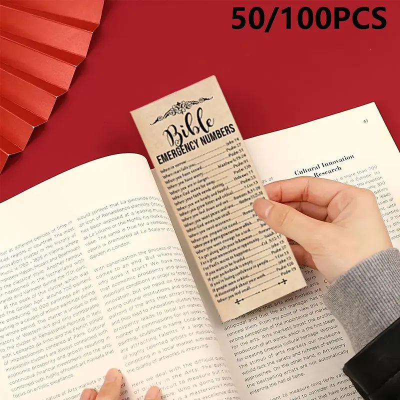 50/100 Bible Emergency Number Bookmarks, Christian Gifts, Religious Scripture Bookmarks, Church Welcome Gift, Sunday School Prize Gifts