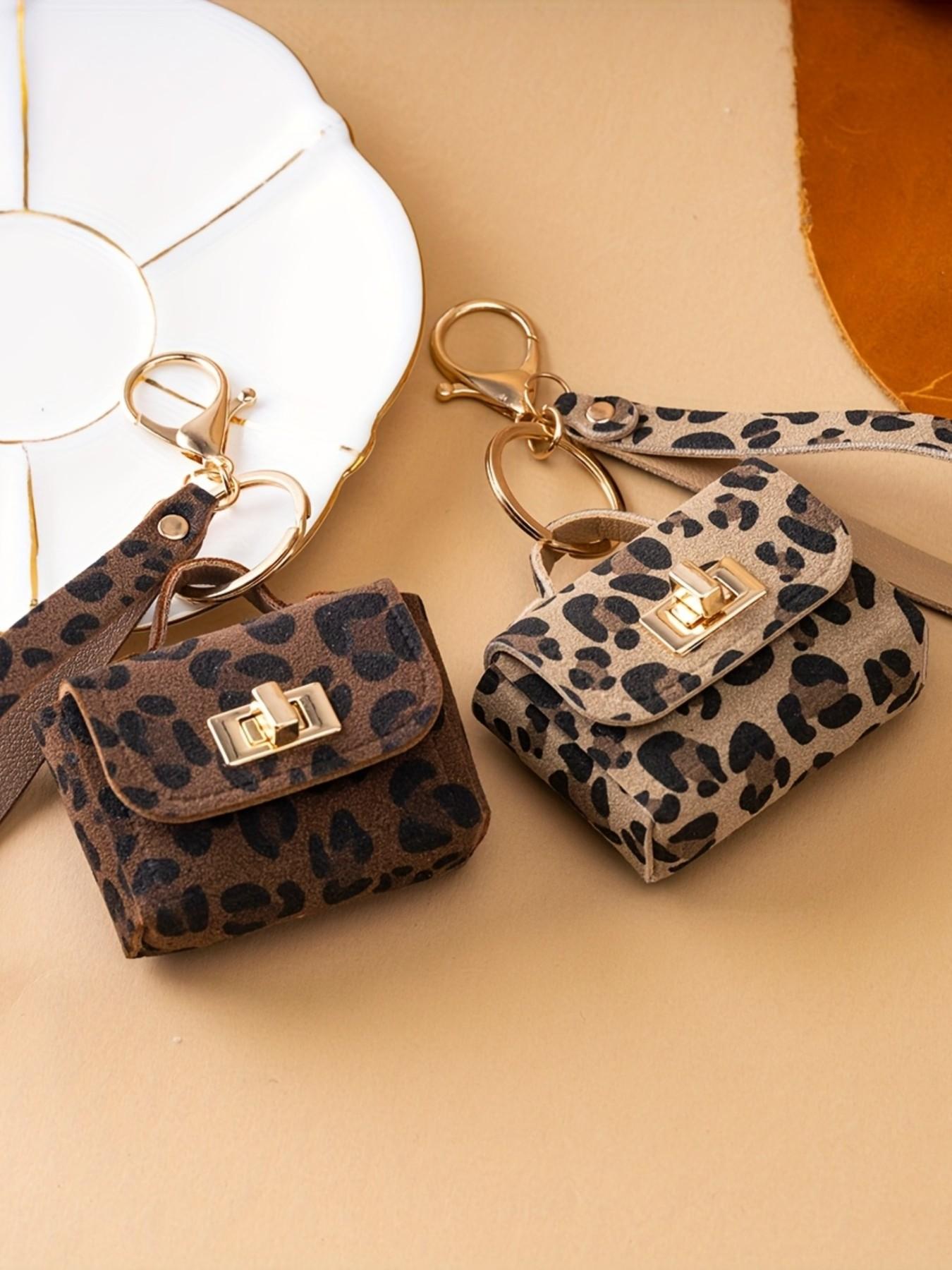 Creative Leopard Print PU Leather Keychain, High-End Coin Purse, Fashionable Key Ring, Universal for Phone Car Bag, Show off Your Style