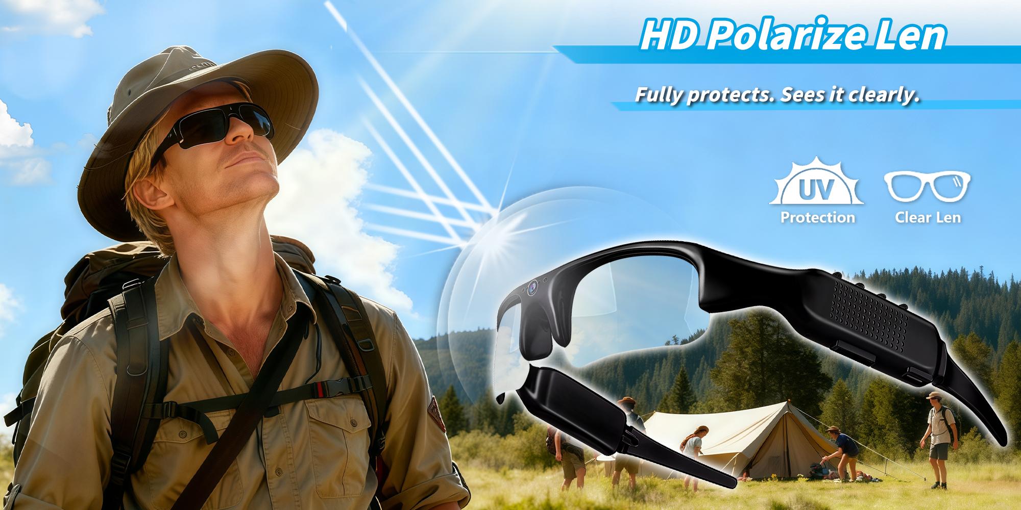 High Definition Video Camera Glasses, Unisex Smart Camouflage Sunglasses, Polarized Lens, Supports Photo/video Recording, Ideal for Outdoor Activities