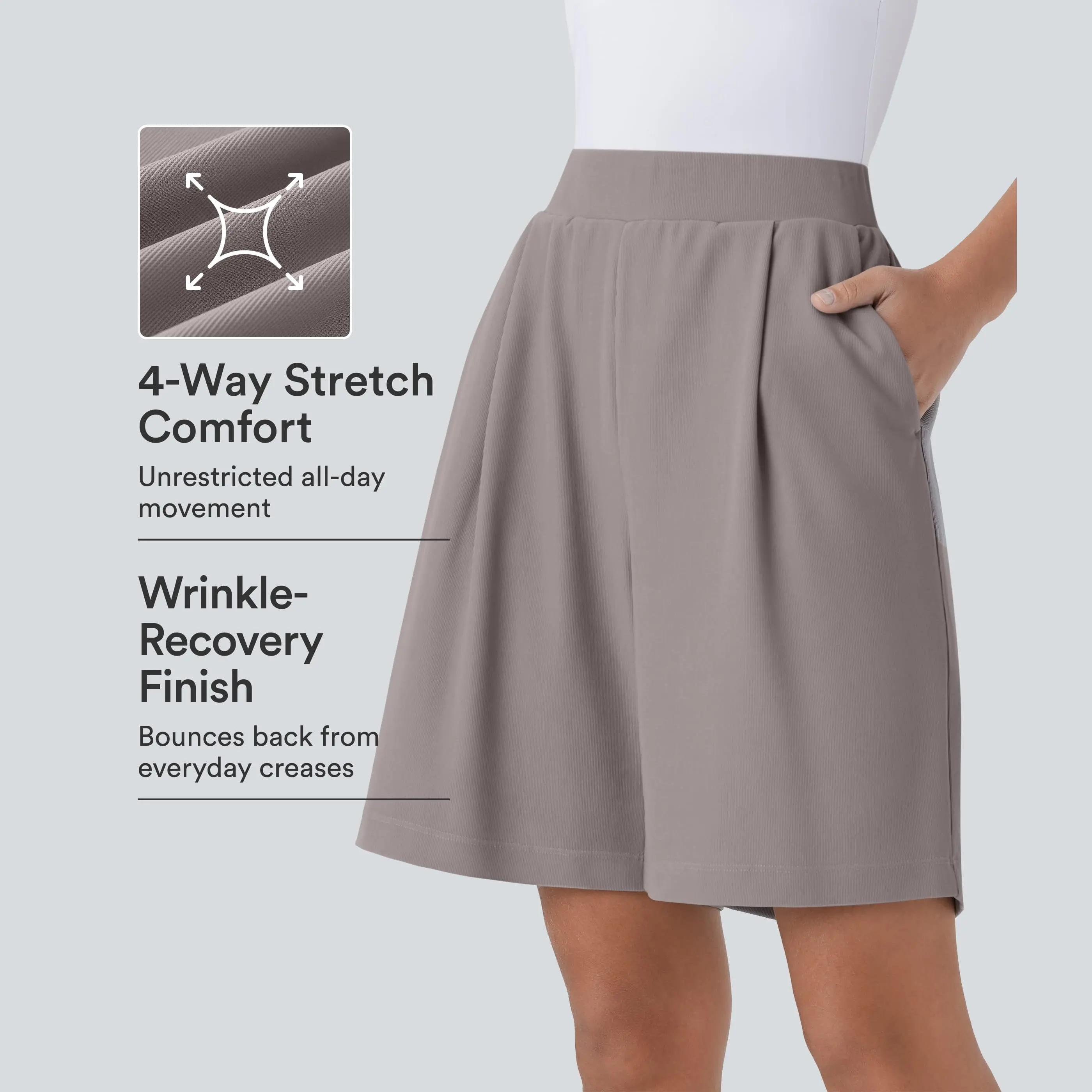 Halara High Waisted Body Sculpt Waist-Slimming Side Pocket Micro Waffle Work Shorts
