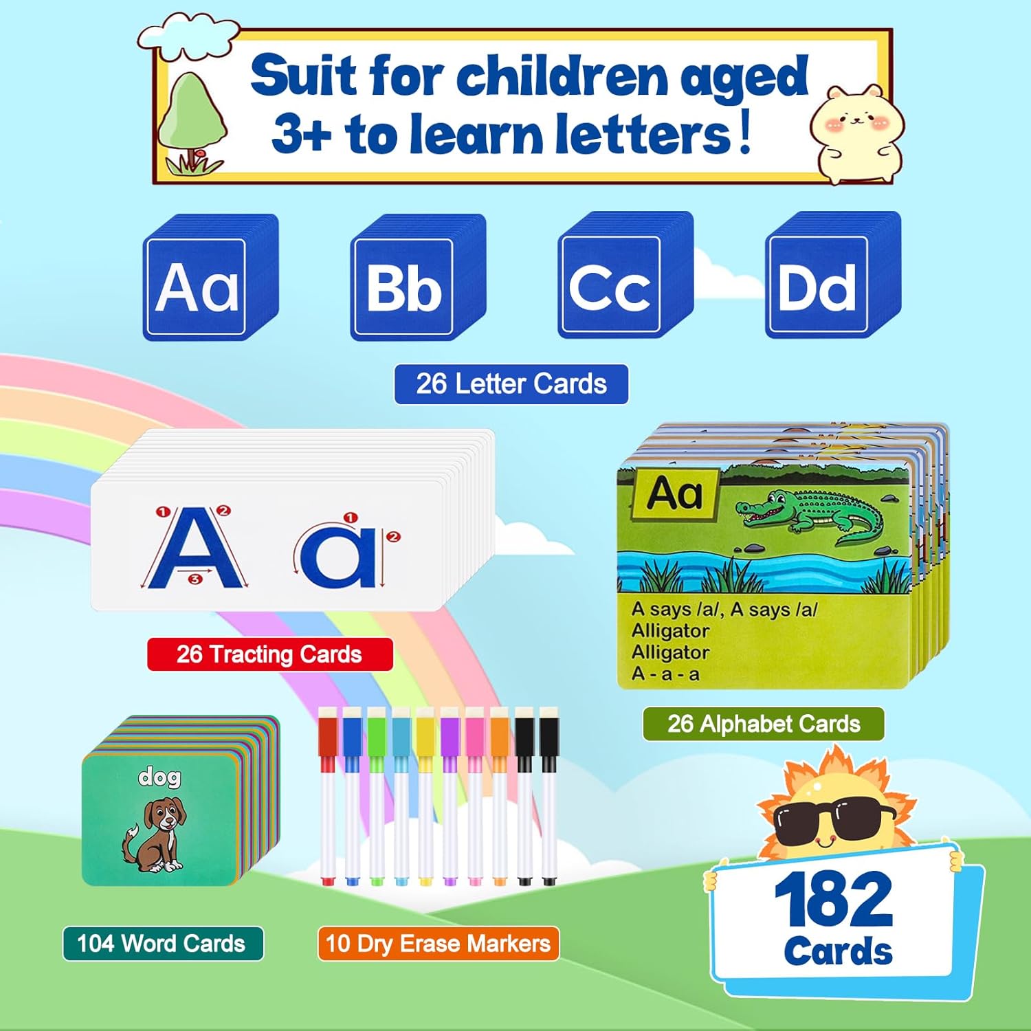 Alphabet Learning Pocket Chart, Letter Recognition Tool, Preschool Alphabet Tool, Classroom Wall Chart Supports Early Literacy/Interactive Homeschool Aid for Kindergarten