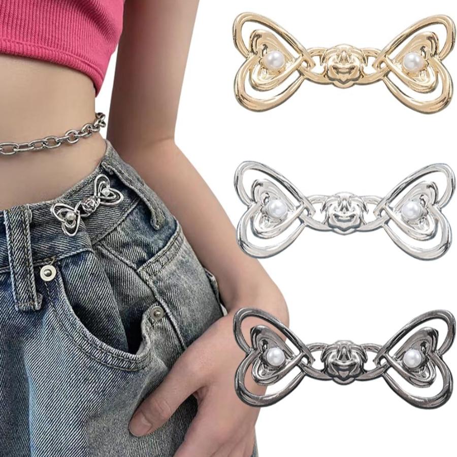 Heart Shaped Jeans Button Tightener Set, 1/2/4 Pairs Handmade Jeans Button Pins, Easy To Install Waist Tightener Button for Indoor & Outdoor
