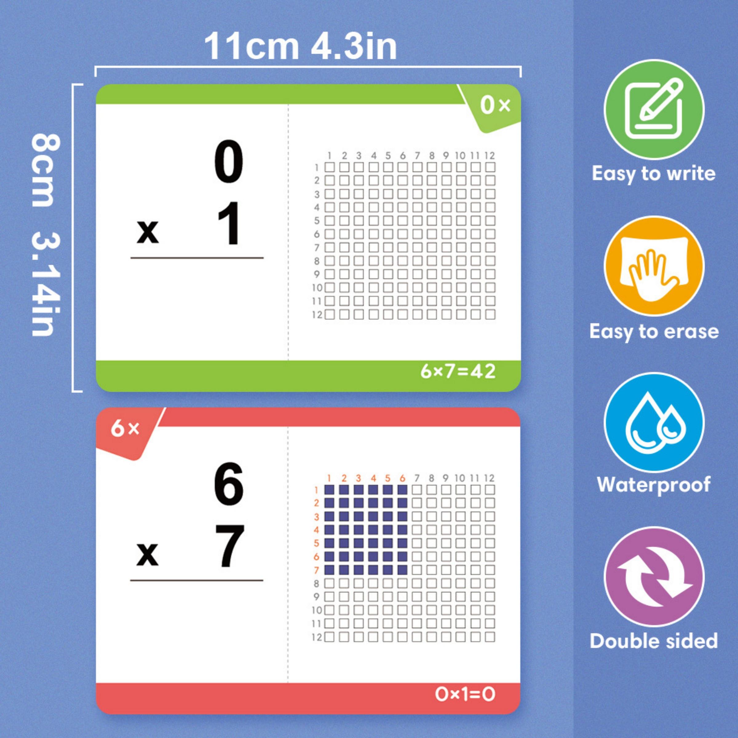 85 Pcs Thickened Math Multiplication Practice Tools, Reusable Erasable Flashcards, Interactive Learning Aids, Visual Learning Tools, Learning Materials for Kids Ages 6-12