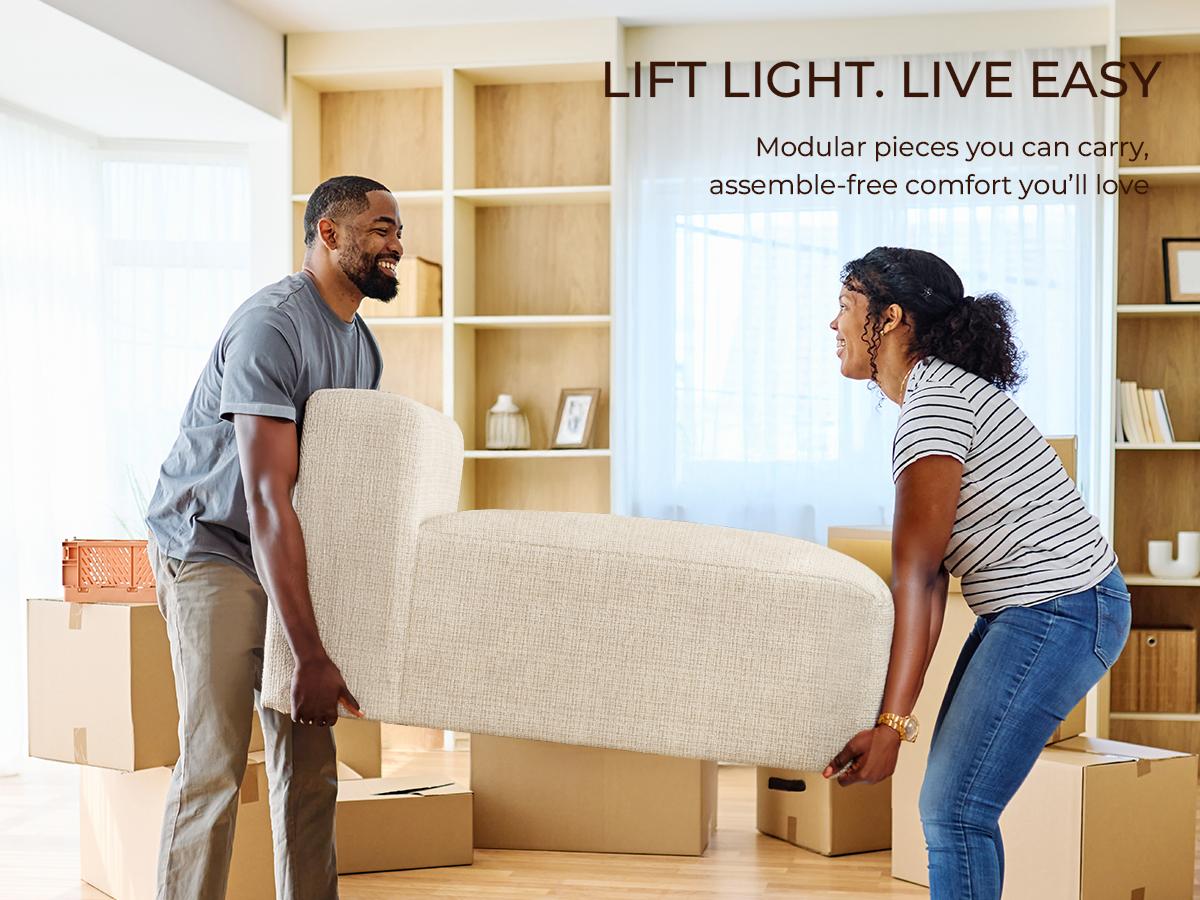 Dowinx 107'' Modular Sectional Sofa Couch with Chaise, No Assembly Required, Modern Bouclé-Inspired Upholstery, Convertible L-Shaped Design for Living Room