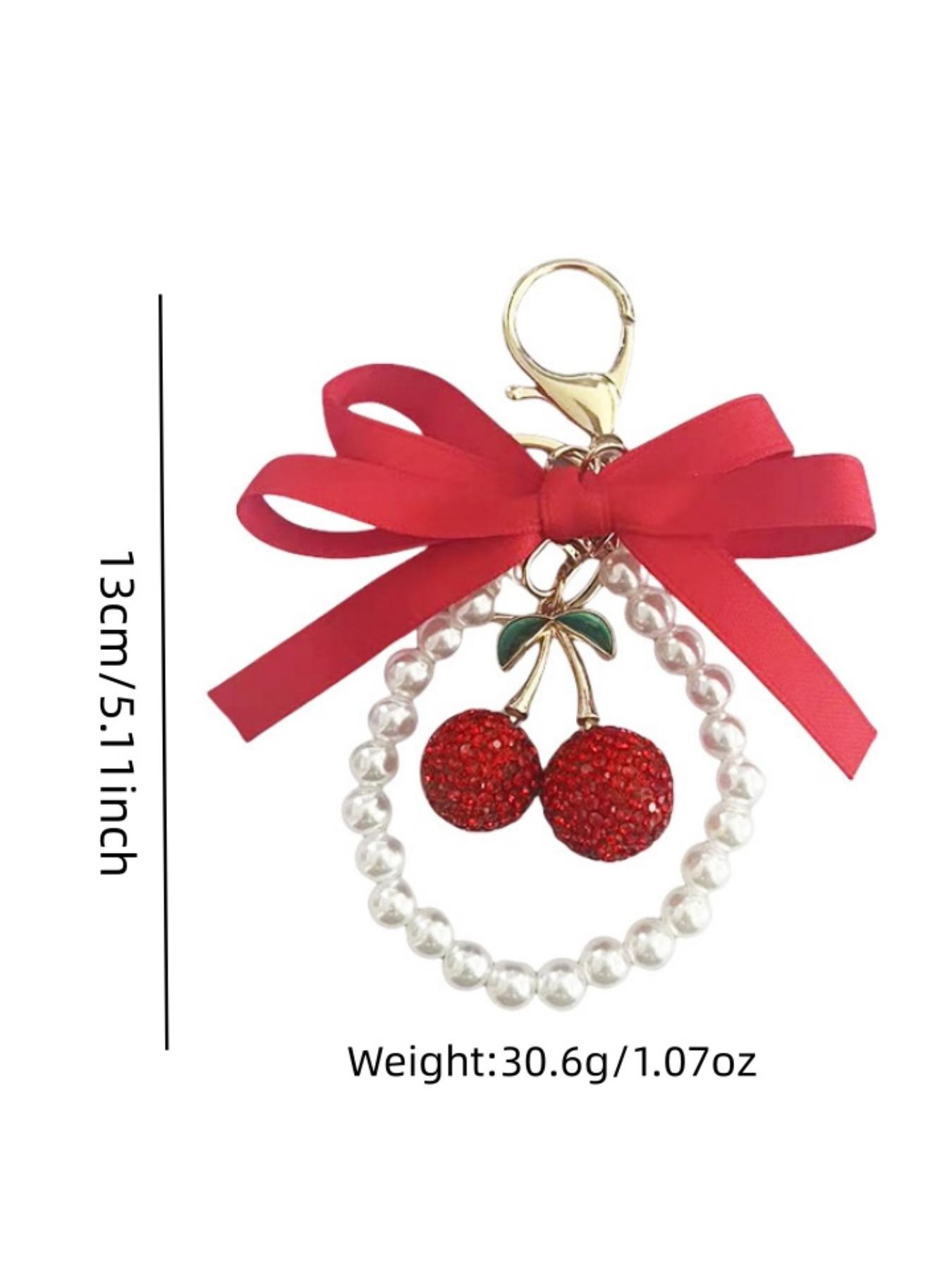 Cute Cherry Design Bag Charm, Fashionable Women's Purse Decoration, Stylish Keychain for Bags Gift Option, All Seasons Accessory