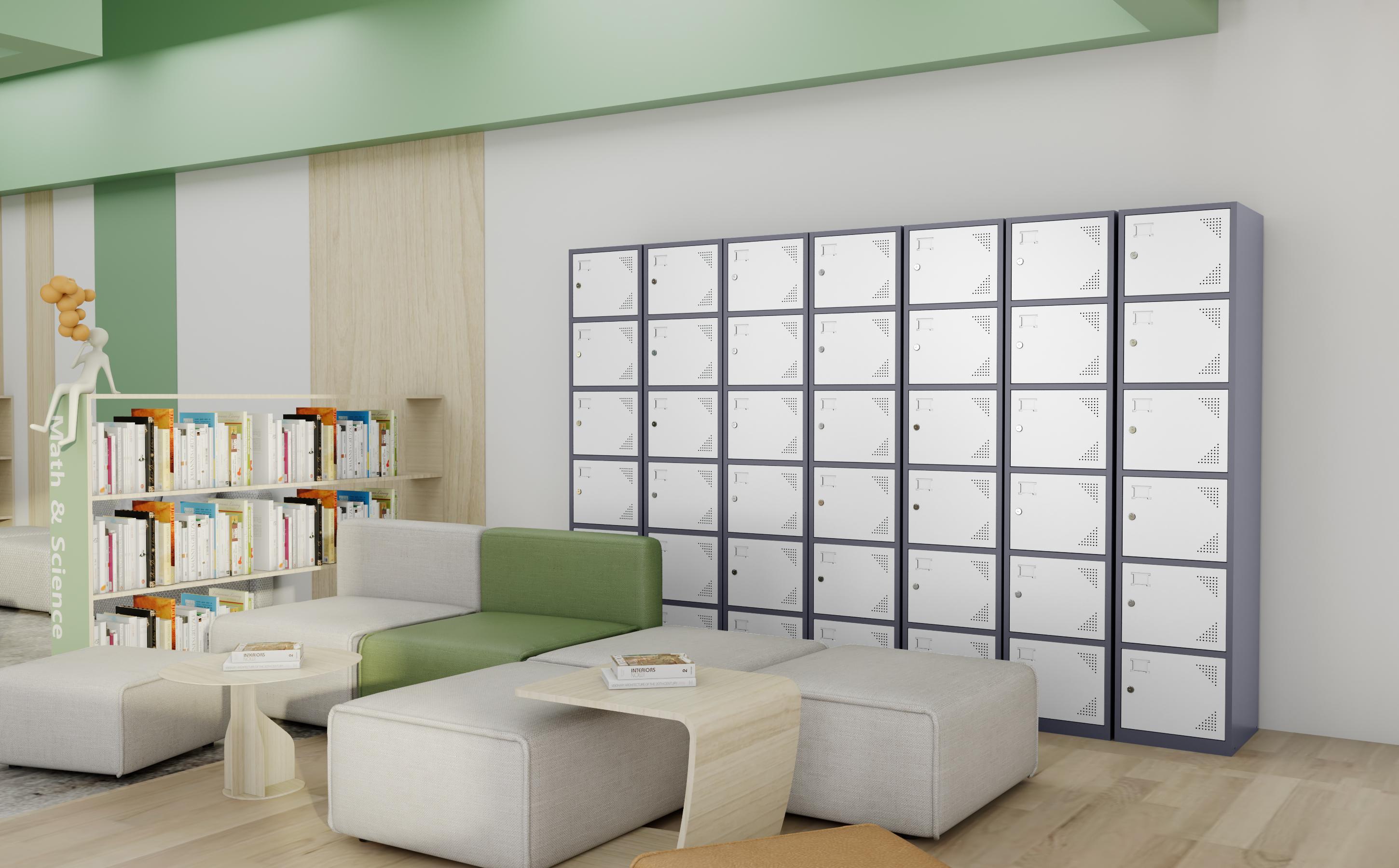 Yizosh Metal Locker with 6 Doors, Tall Steel Storage Lockers for Employees - 71" Locker Storage Cabinets for School, Gym, Home, Office, Garage (Grey White)