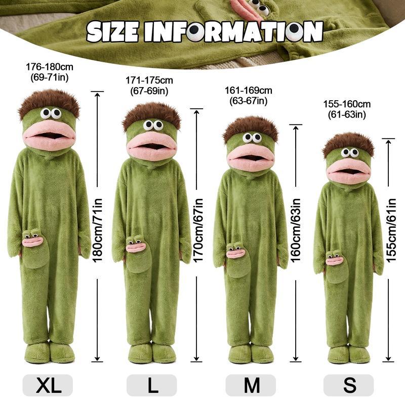 Fun Onesie Party Set, Comfortable Hooded Flannel Pajama Three-Piece Set, Includes Pajamas, Comb, and Shoe Covers, Cute Monster Pattern