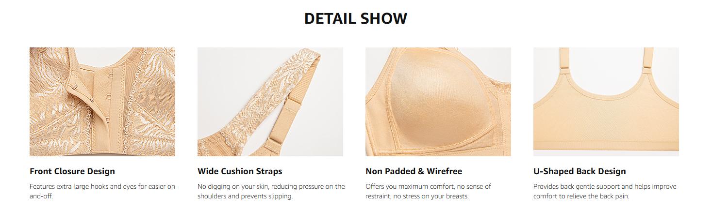 Wingslove Women's Front Closure Minimizer Bra Full Coverage Wirefree Comfort Bras Non Padded Plus Size Underwear