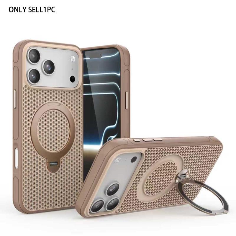 High quality breathable ice like honey shaped heat dissipation 360 degree rotating metal bracket magnetic suction shock-absorbing phone suitable for iPhone 17 16 15 14 13 12 11 Pro Max Plus Air independent metal buttons compatible with MagSafe wireless ch