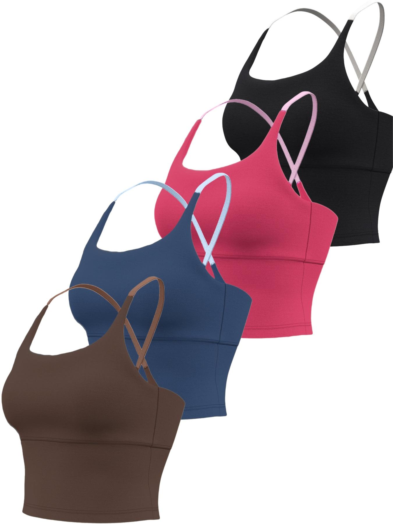 Women's Slim-Fitting Sports Top with Fixed Padding, Elastic Yoga Tank, Gym Yoga Tops, Athletic Tops, Color Block Design, Ideal for Fitness and All Seasons