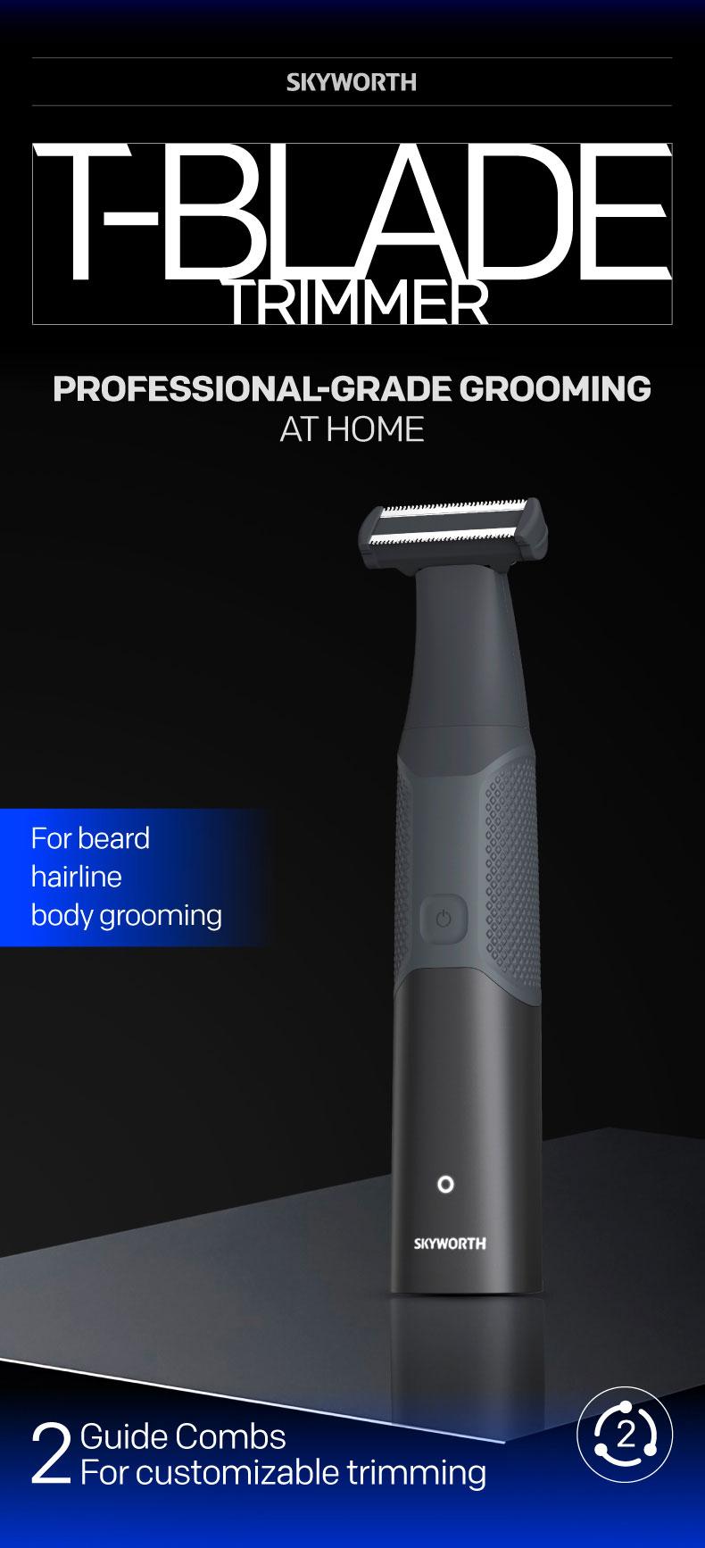 Skyworth T-blade Trimmer, Precise trimming, Waterproof & USB Rechargeable, Long Lasting for Travel & Daily Use, 2025 New Beard Shaver