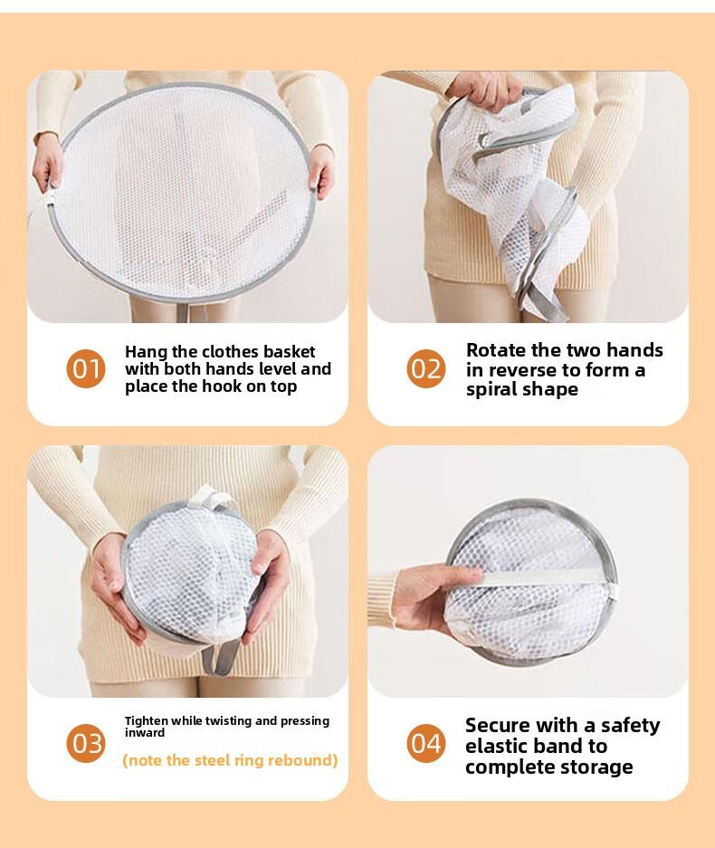 2-Tier Foldable Clothes Drying Rack Net, Household Mesh Laundry Basket for Drying Underwear, Socks & Sweaters, Anti-Deformation Hanging Drying Tray, Portable Space-Saving Laundry Dryer for Home Use