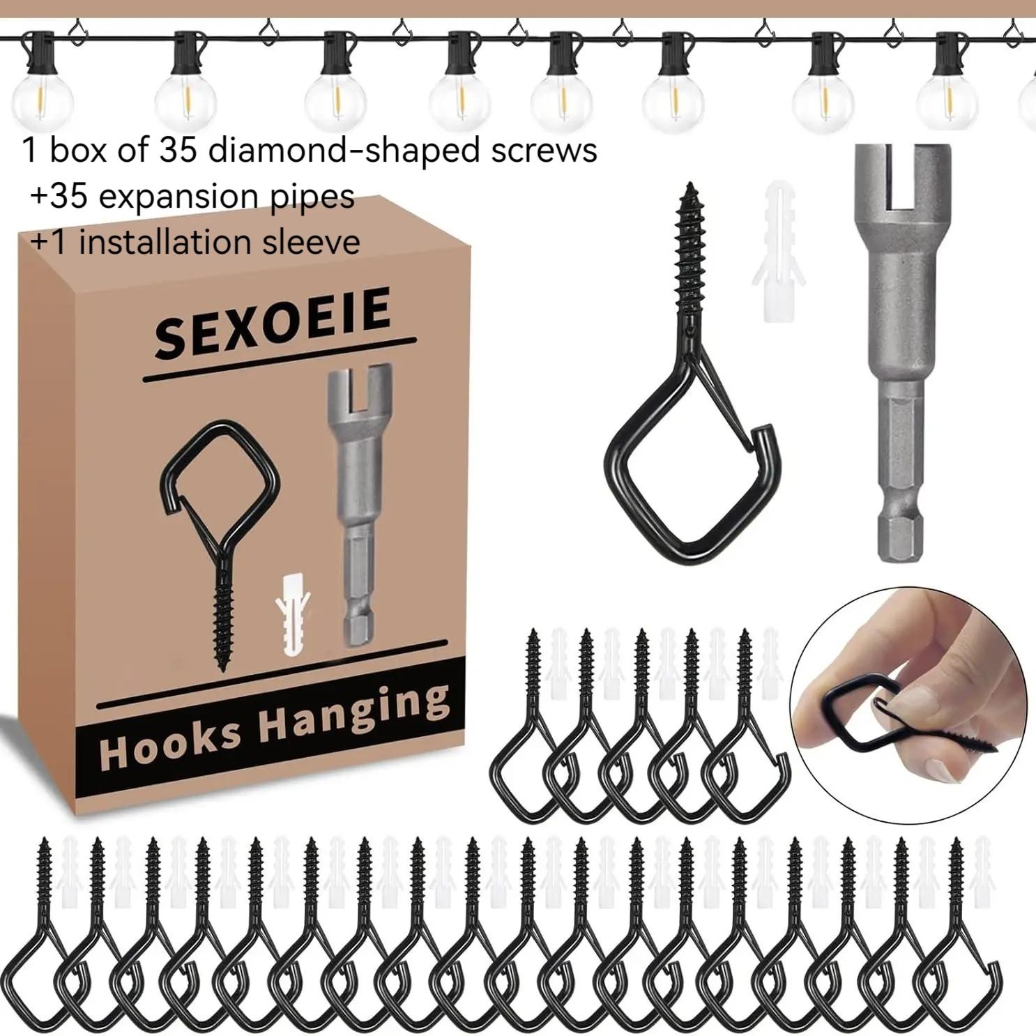 35pcs Safety Screw Eye Hooks, Durable Rust-Resistant Metal Ceiling Hooks, Wall Hooks for Hanging, Ideal for Hanging Plants, Cups, Wind Chimes, Bird Feeders, Outdoor String Lights, 2.36 Inches