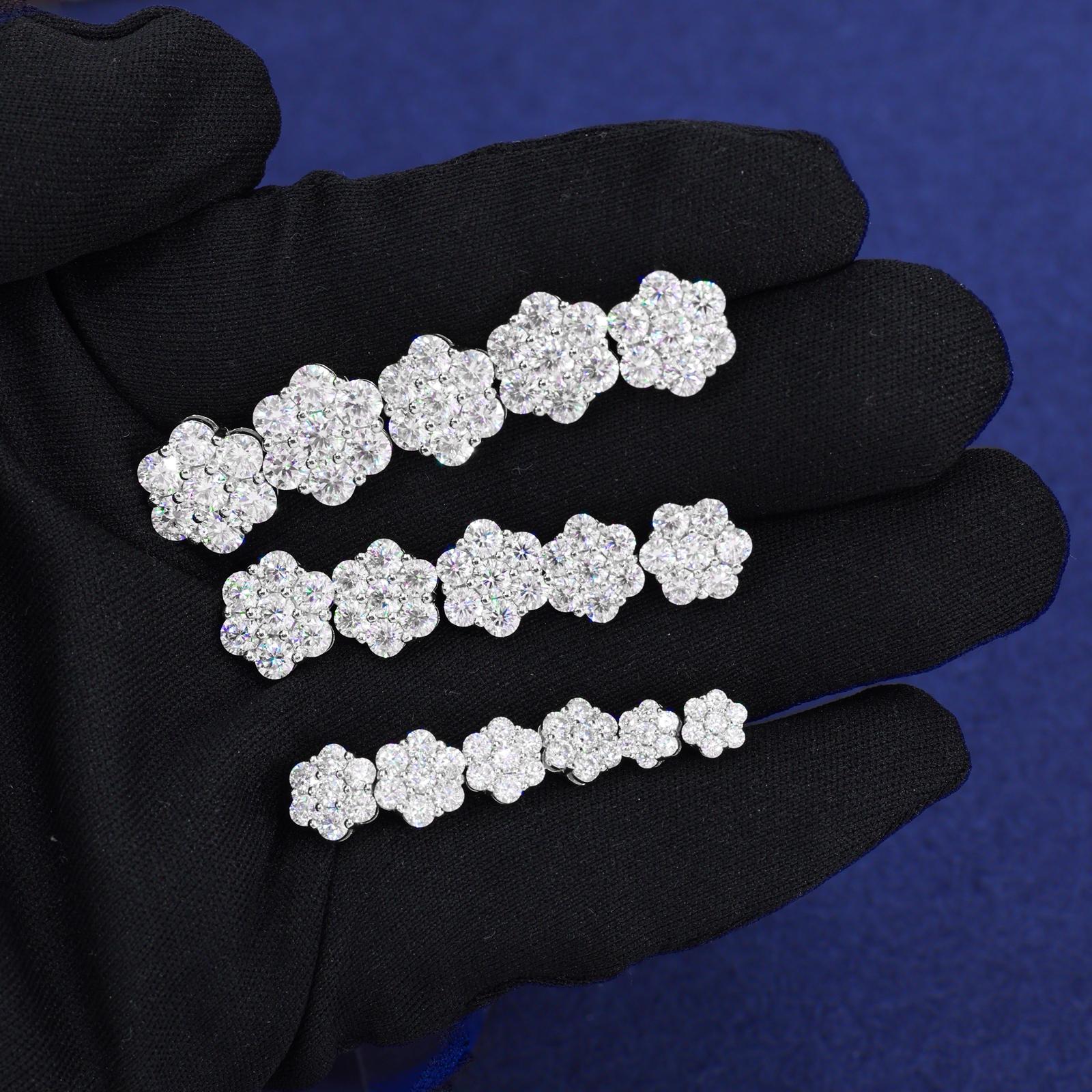 【E266 live2】Ucciyo S925 Synthetic Moissanite Flower Stud Earrings Synthetic Moissanite Jewelry Perfect Birthday for Men Women Silver Earrings Gold Earrings Moissanite Wedding Set