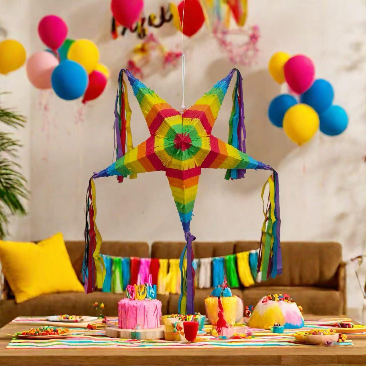 Foldable Pentagon Pinata Set, Colorful Party Decorations, Birthday & Festival Events, Team Building Activities, Outdoor Gatherings