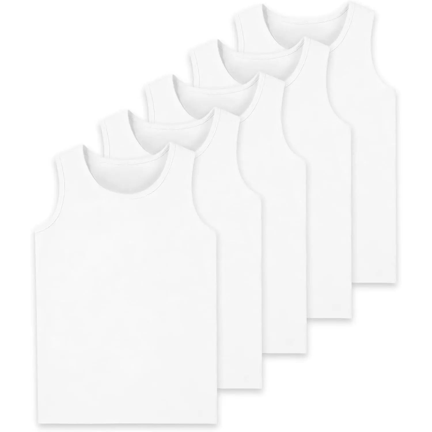 5-Pack Boys Tank Tops Cotton Kids Sleeveless Tops Boys Undershirts Age 2-16 100% Cotton Boys Sleeveless Top,Soft Kids Toddler Tank Tops, Casual Basic Youth Tank Tops, Breathable Undershirts for Boys
