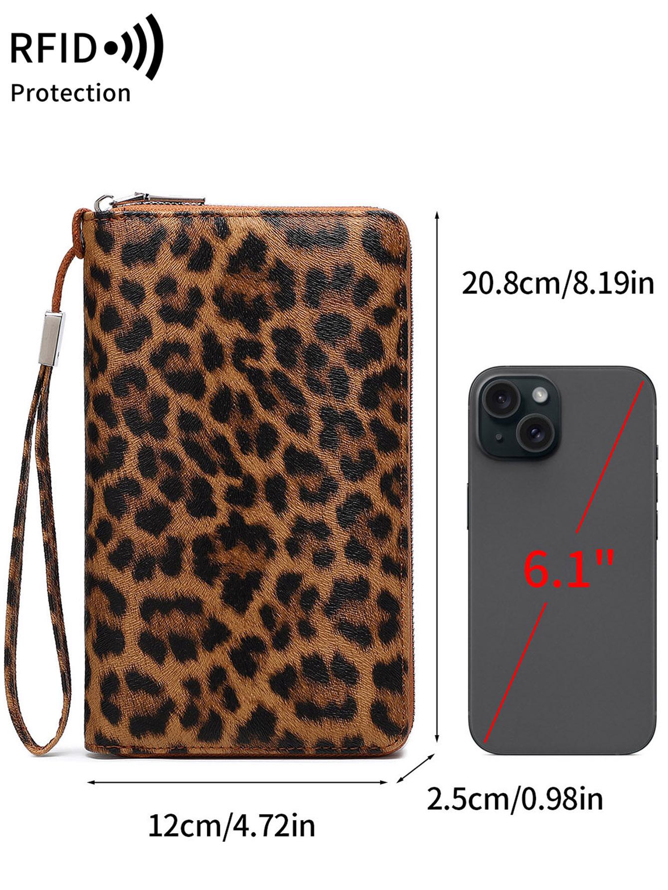 Fashion Leopard Pattern Long Wallet, Casual Versatile Zipper Phone Wallet, Portable for Women & Girls for Daily Use, Fashionable Wallet
