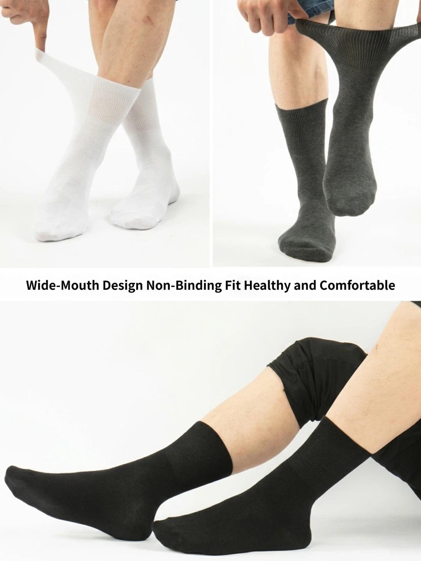10 pairs of diabetic socks for men and women, comfortable high-stretch knit socks, breathable polyester spandex blend, ideal gift for seniors, loose fit with high elasticity, suitable for all seasons.