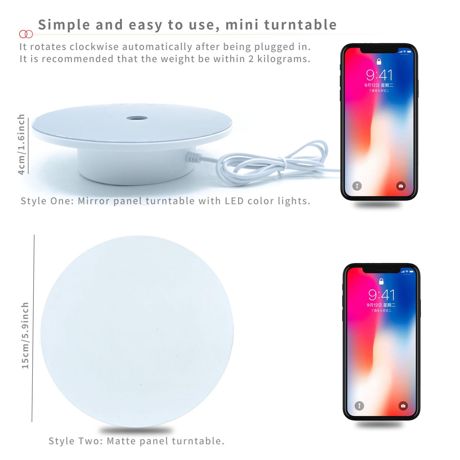 2Pcs 6 Inch 8 Inch The 360° electric rotating display stand, Display Holder, has a diameter of 15 CM 20 CM, The USB electric rotating table rotates clockwise and is suitable for jewelry, lipstick, watches, photography, figurines, live streaming 2Pcs 6 Inch 8 Inch The 360° electric rotating display stand, Display Holder, has a diameter of 15 CM 20 CM, The USB electric rotating table rotates clockwise and is suitable for jewelry, lipstick, watches, photography, figurines, live streaming