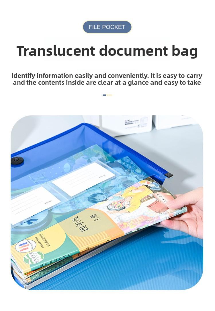A4 Transparent Document Bag with 3D Edges Waterproof Single Layer Large Capacity for Students Exam Papers Office File Storage
