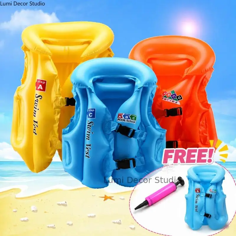 Unisex Multi-Size Inflatable Float Vest, PVC Lightweight Pool Training Safety Gear with Dual-Buckle Adjustment, 3 Air Chambers for Comfortable Buoyancy