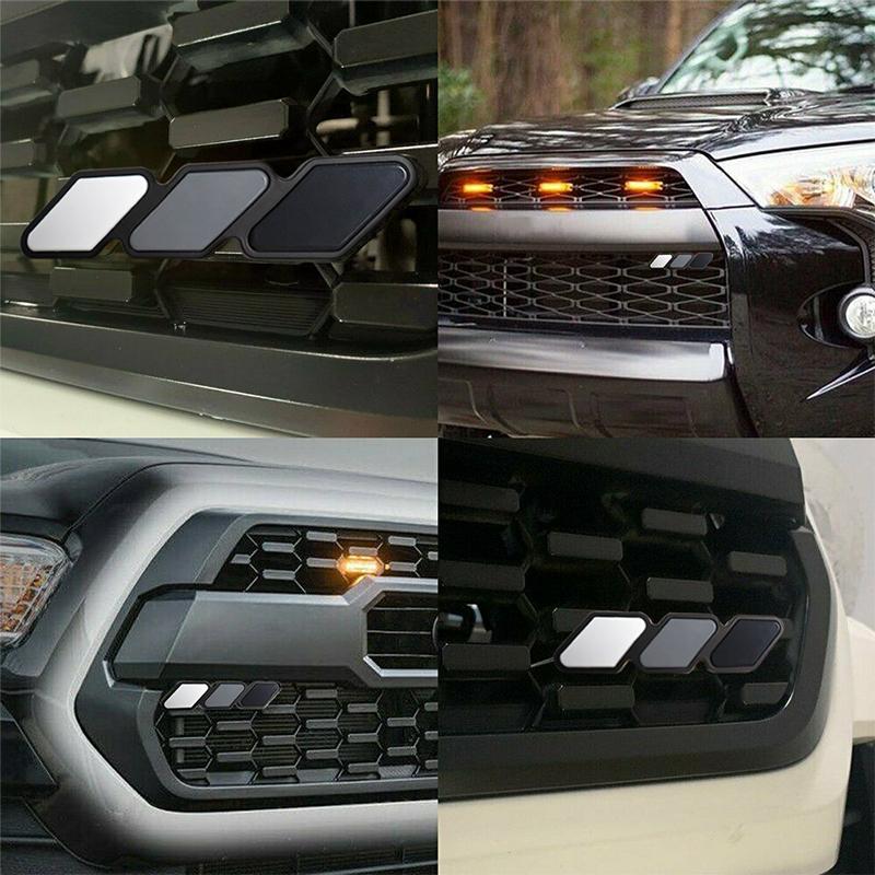 1 Set Tri-color 3 Front Grille Badge Emblem Decor For Toyota Tacoma TRD Pro 4Runner Tundra FJ RAV4 etc
